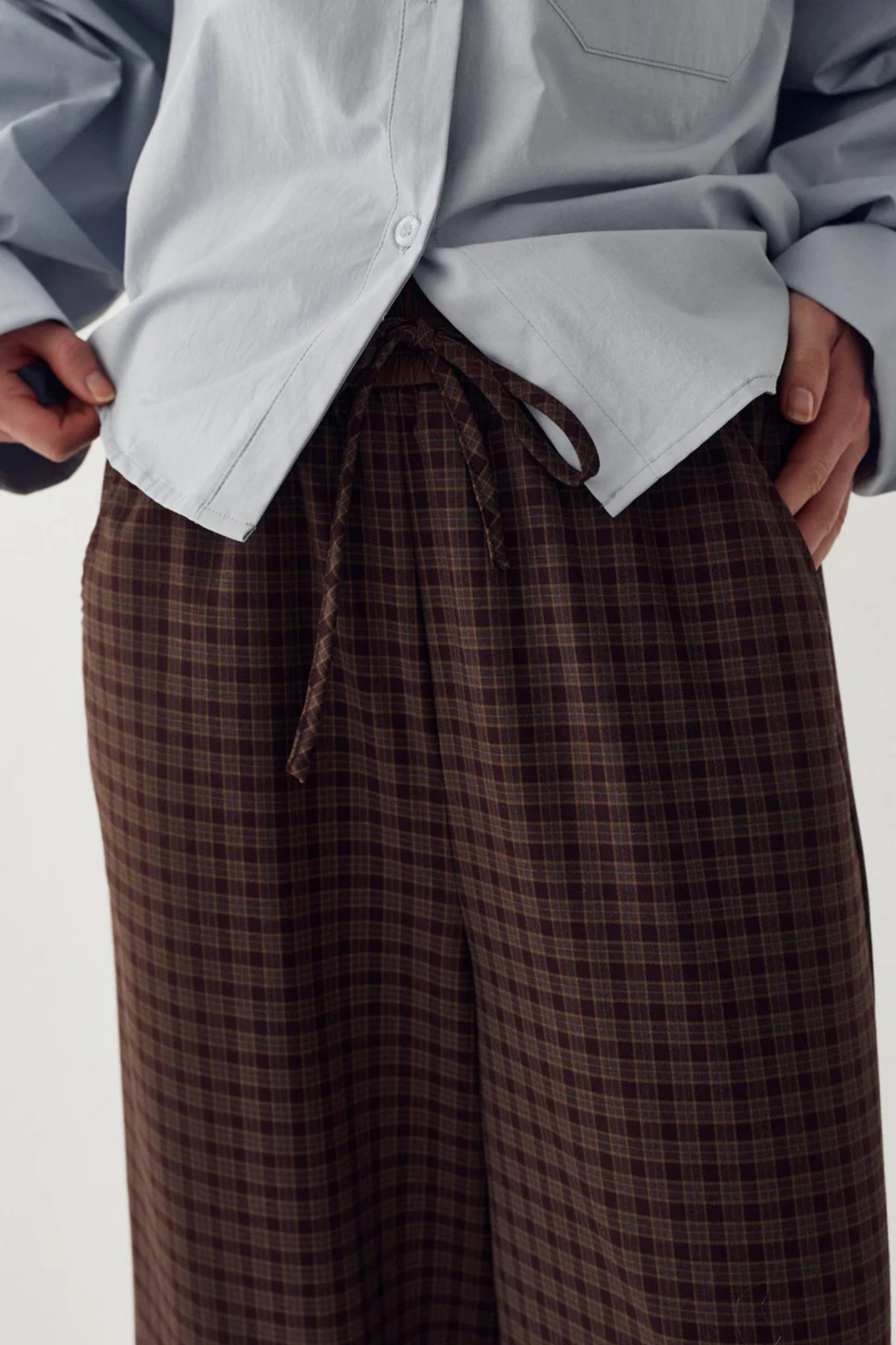 MAHA MW PANTS - DEVANA BROWN CHECK