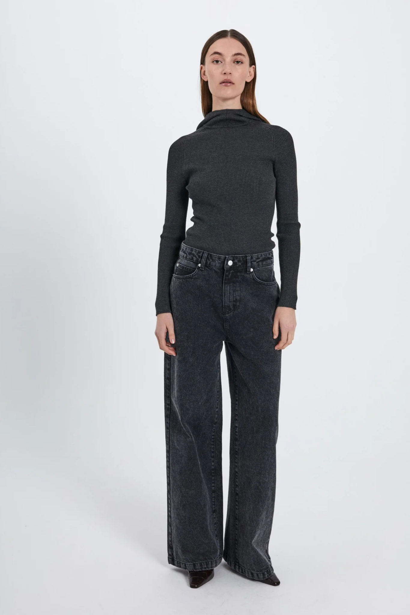 KENZIE WIDE JEANS - BLACK WASHED