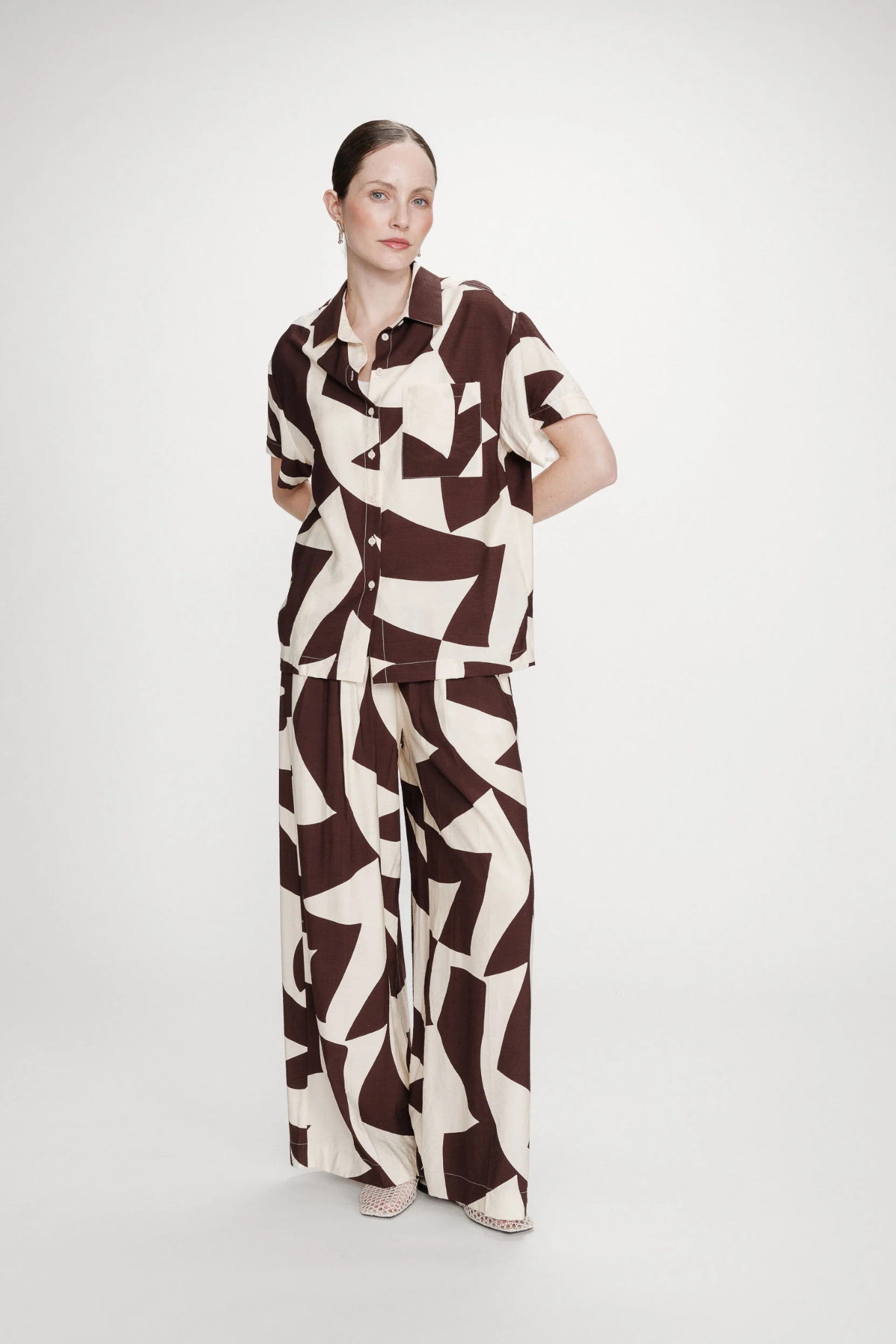 VENI WIDE LEG PANTS - CHOCOLAT