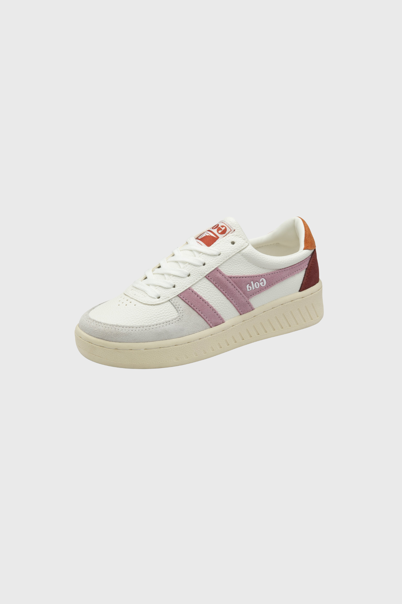 GOLA GRANDSLAM TRIDENT WOMEN SNEAKERS - WHITE/CANDY/MOODY ORANGE. Side view