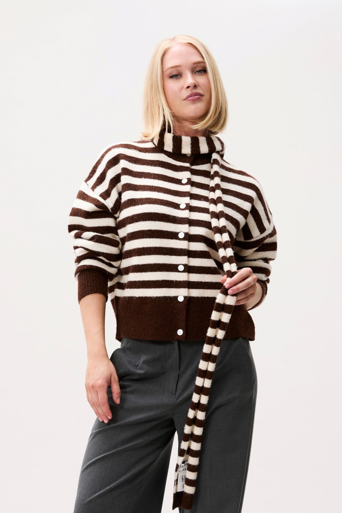 STRIPED CARDIGAN - BROWNIE