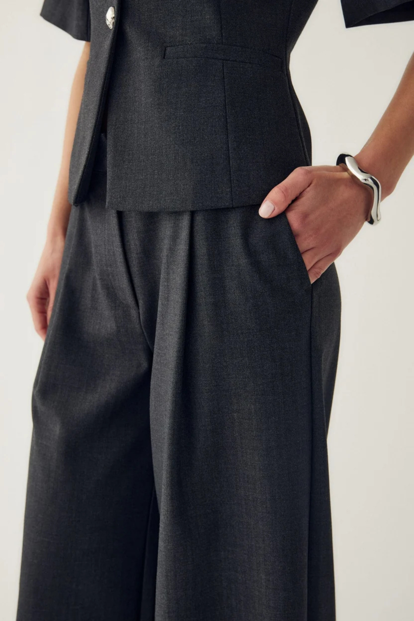 KAZIA MW PANTS - GREY HERRINGBONE