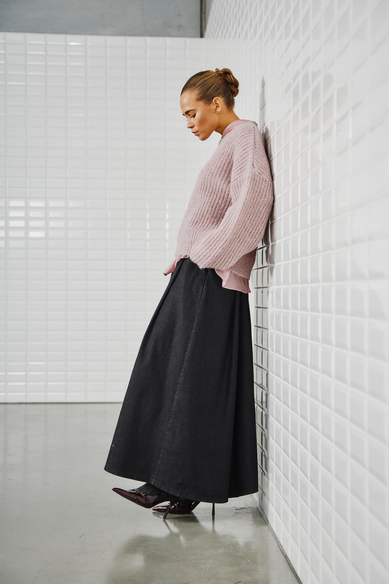 OPHELIA LS PULLOVER - DARK ROSE MELANGE
