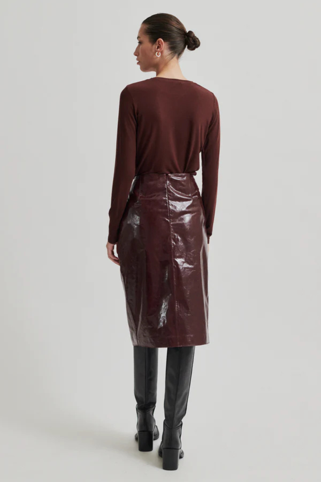 QUEENS LEATHER SKIRT - BITTER CHOCOLATE