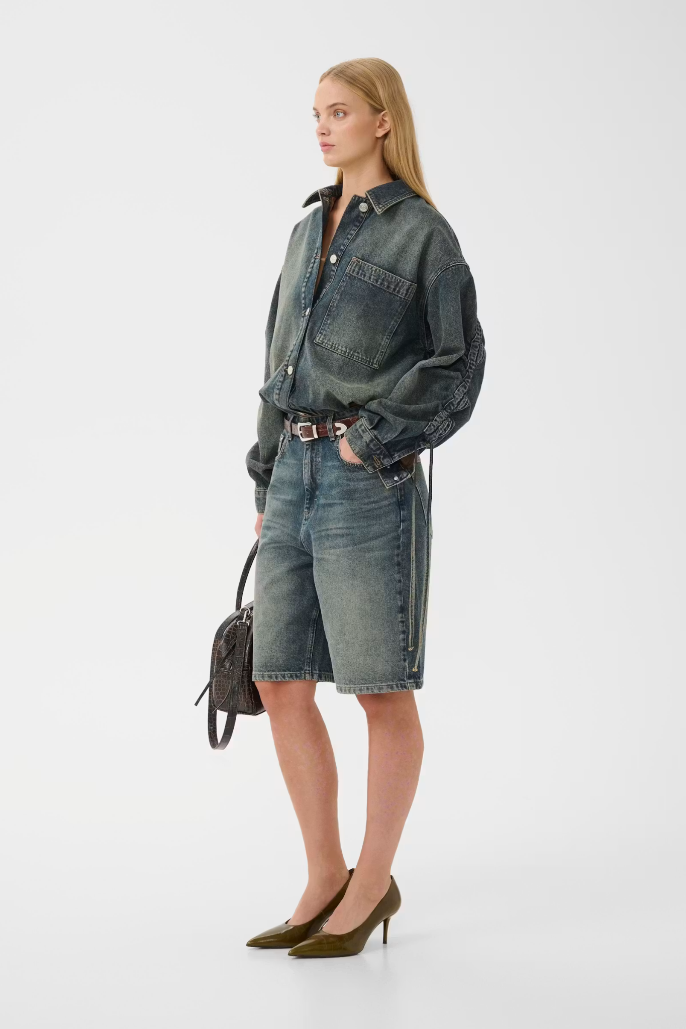 SUSARA SHIRT JACKET - BLUE/GREEN WASH