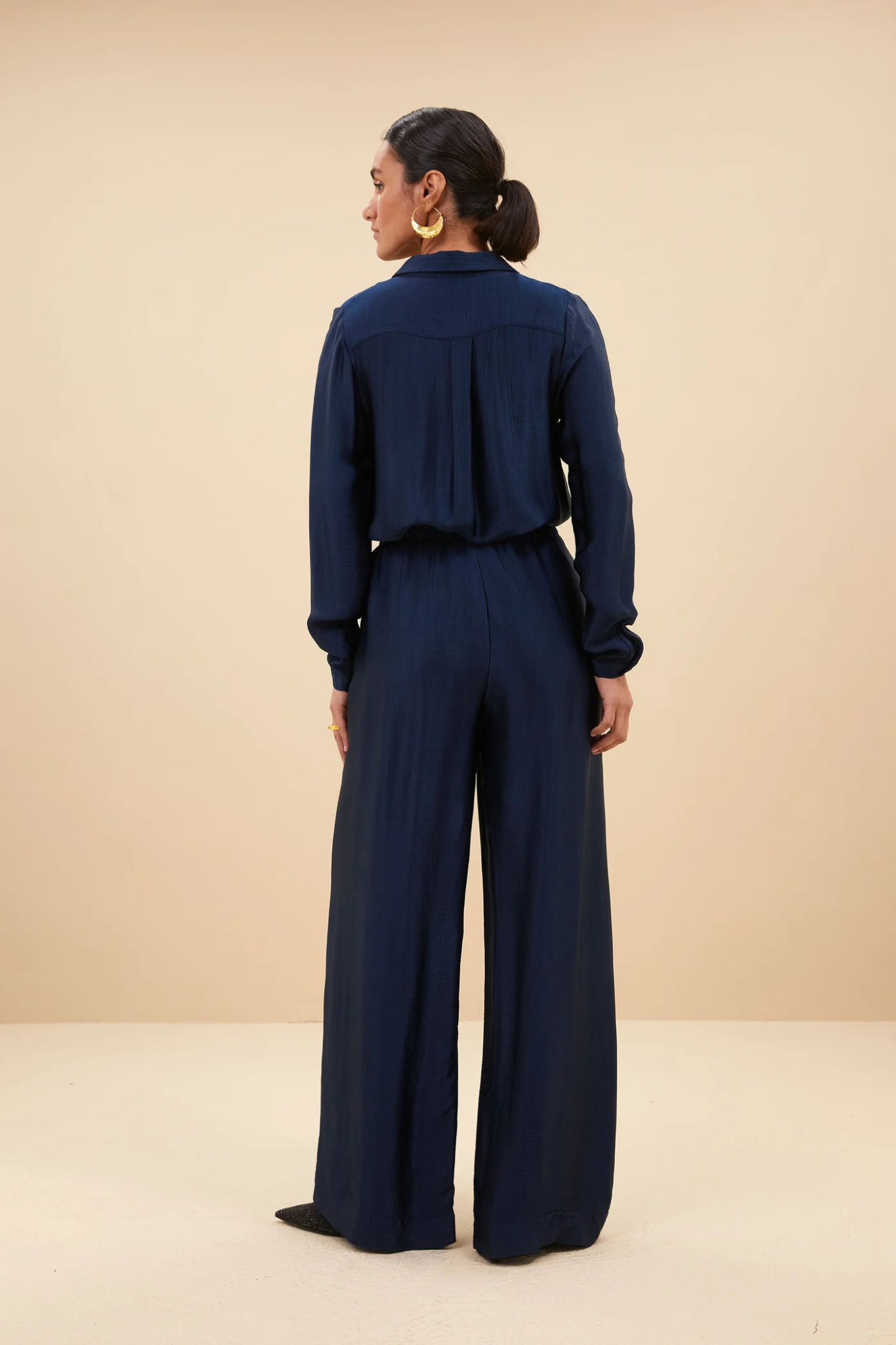 DONNA GLOSS STRIPLE BLOUSE - BLUE NIGHTS