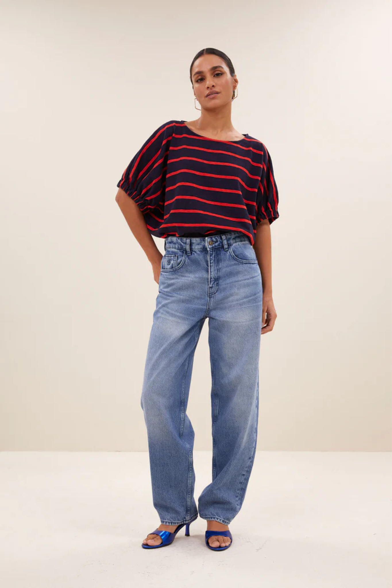 MERLE HEAVY FLAME STRIPE TOP - FRENCH STRIPE