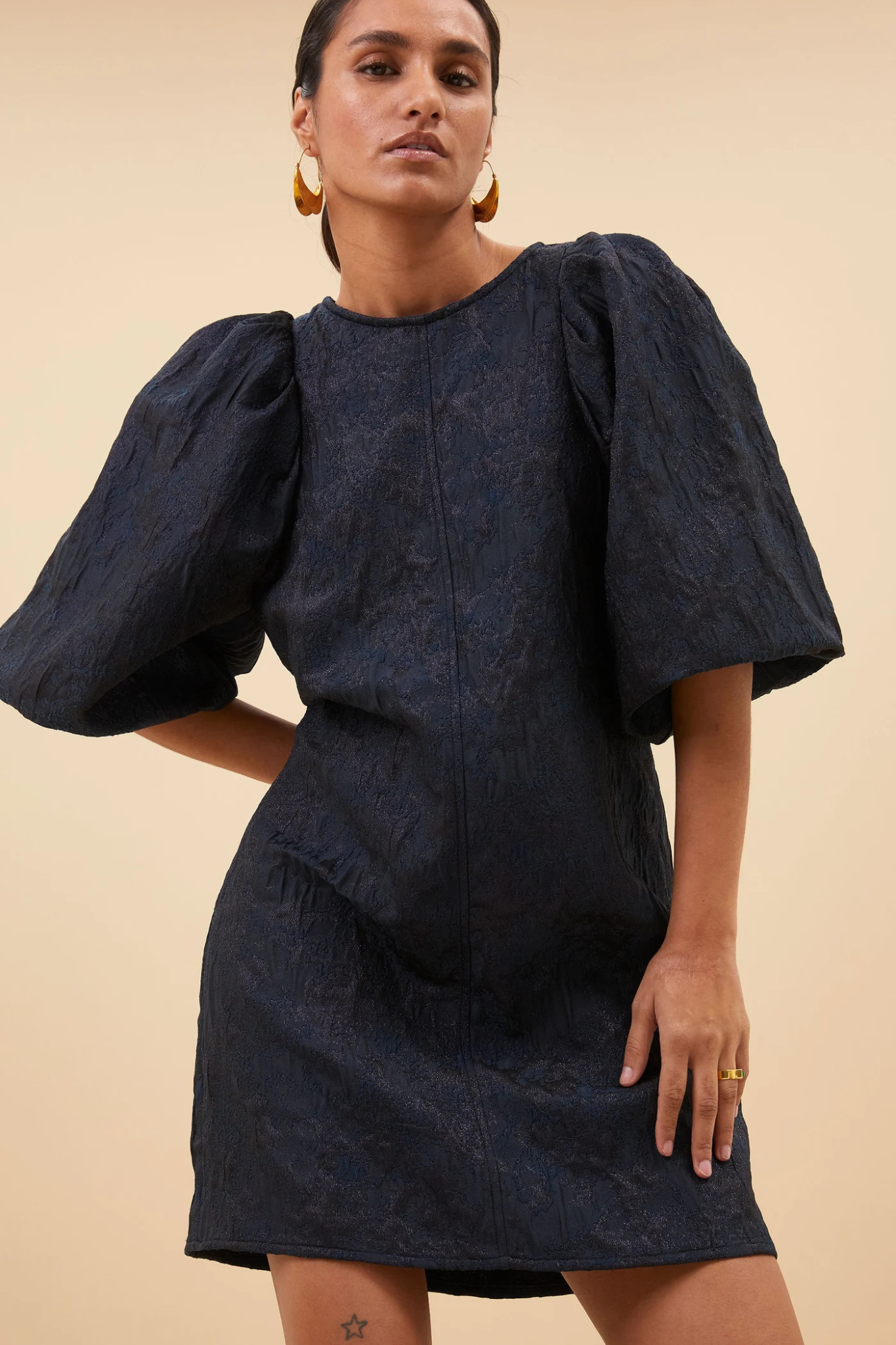 ZASU JACQUARD DRESS - MIDNIGHT