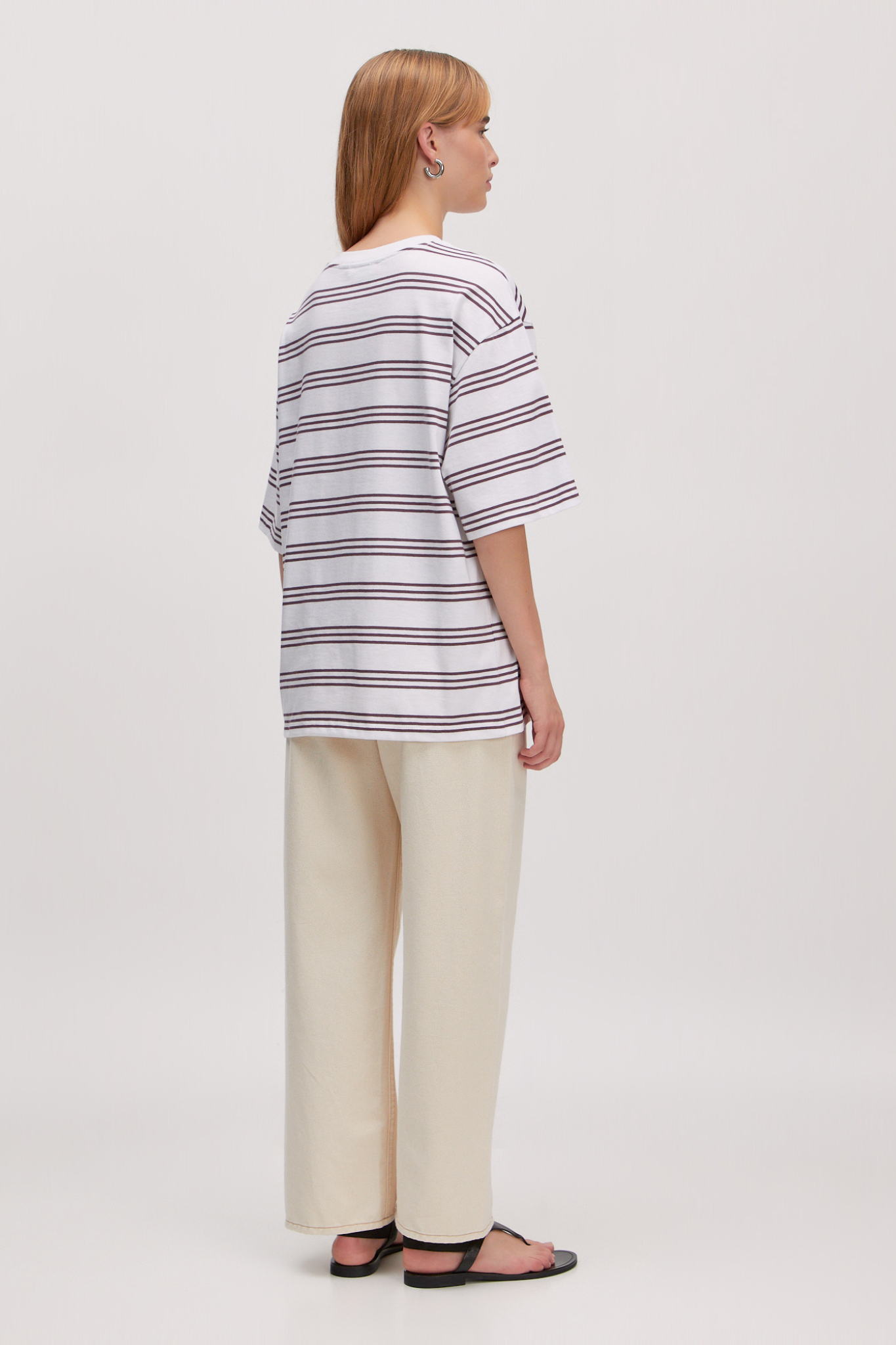 OVERSIZE XIA T-SHIRT - STRIPES HUCKLEBERRY/OPTIC WHITE