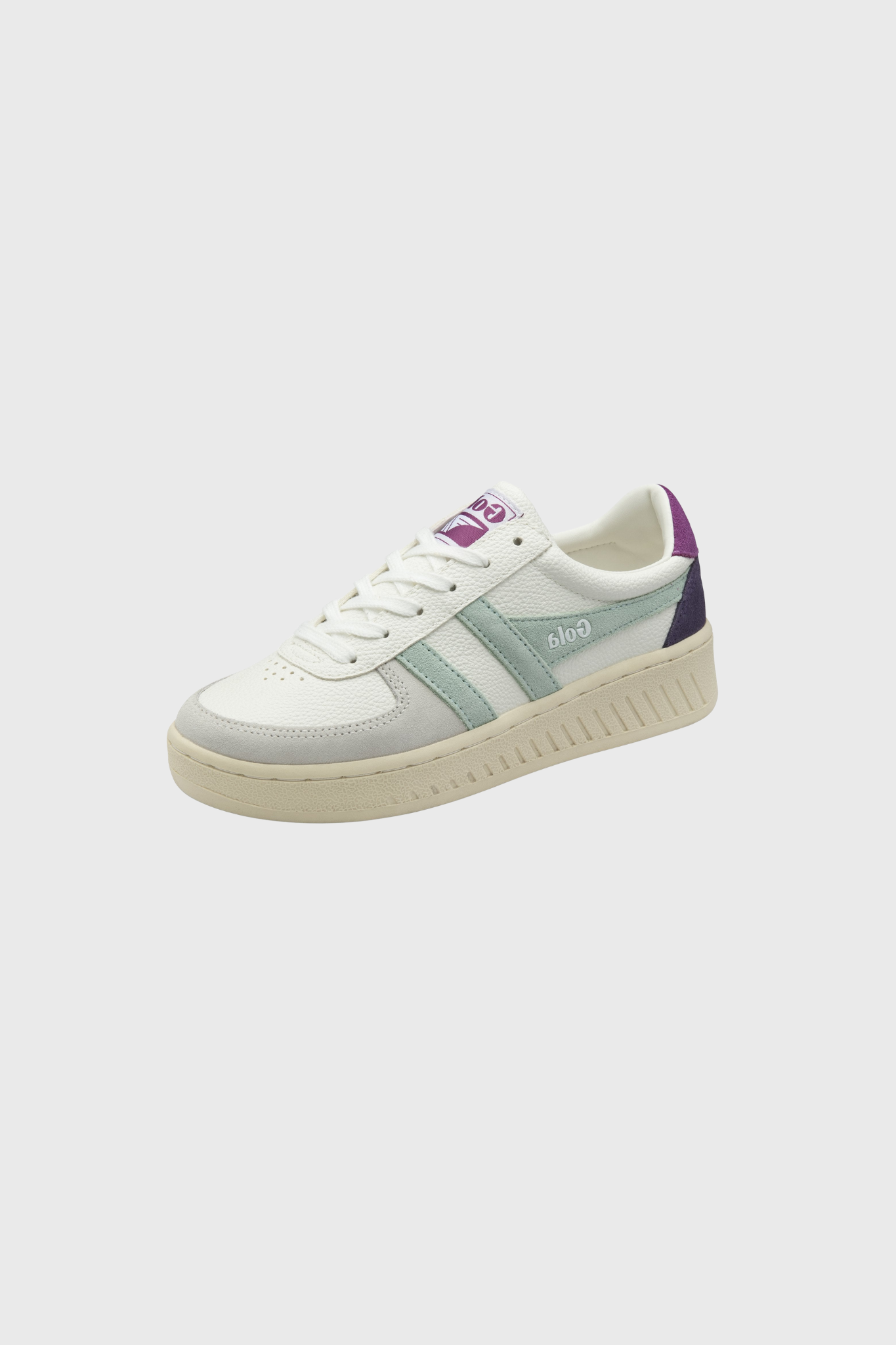 GOLA GRANDSLAM TRIDENT WOMEN SNEAKERS - WHITE/SURF/FOXGLOVE. Side view