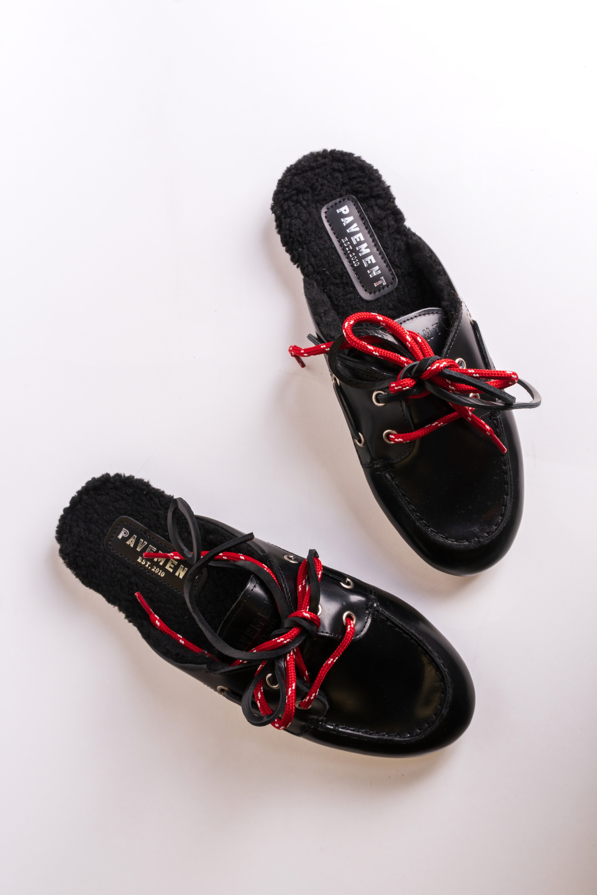 YASMA LACE FUR SHOES - BLACK POLIDO