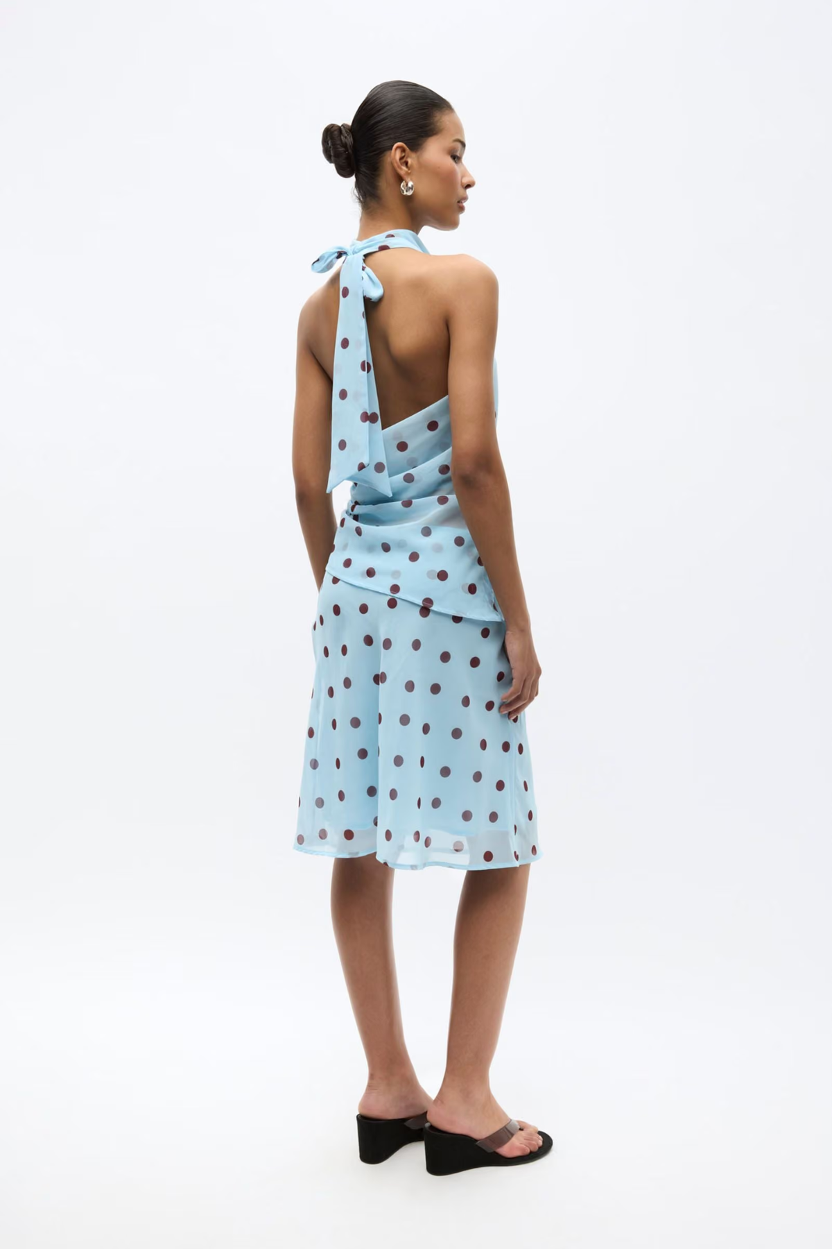 YARSI SKIRT AOP - BLUE MAROON POLKA DOT