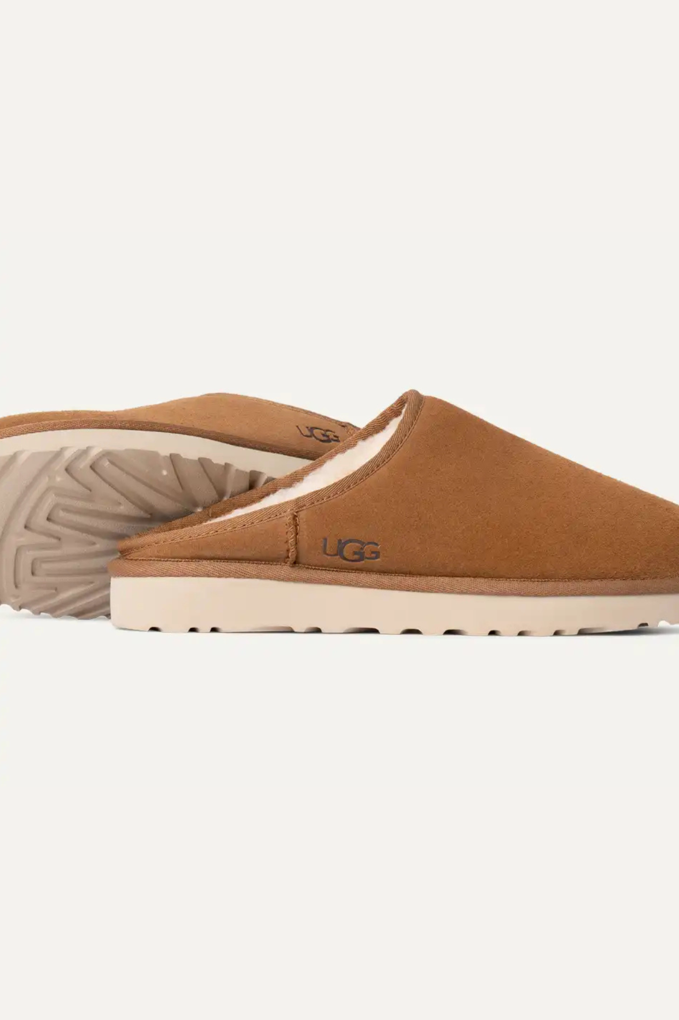 UGG man classic slip-on in chestnut. Side view