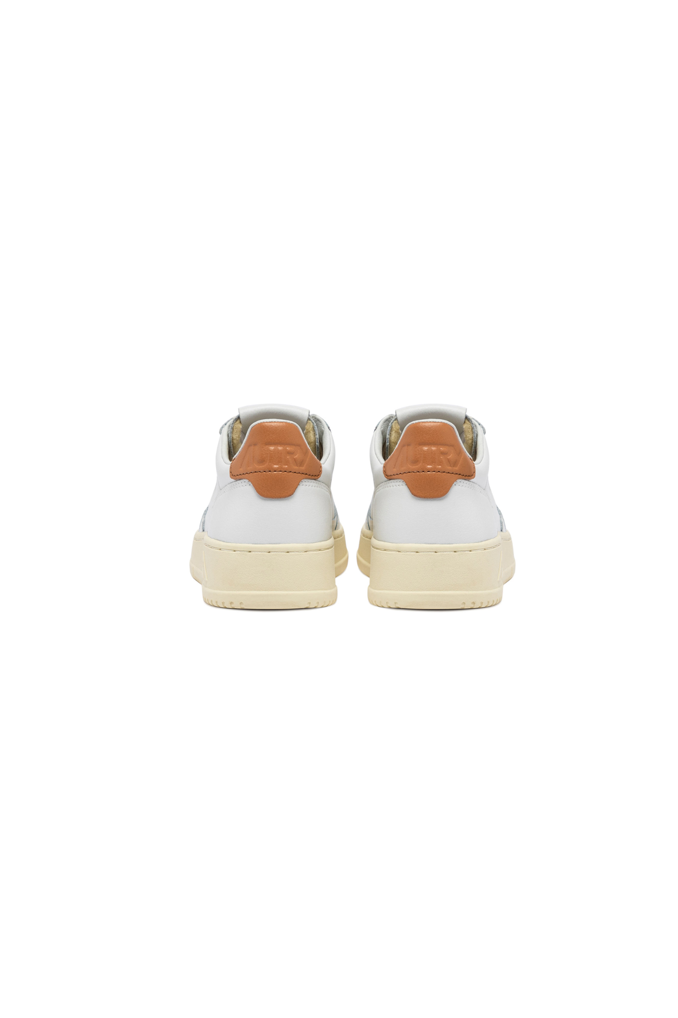 Autry medalist low men sneakers in white and brown detail. Back view