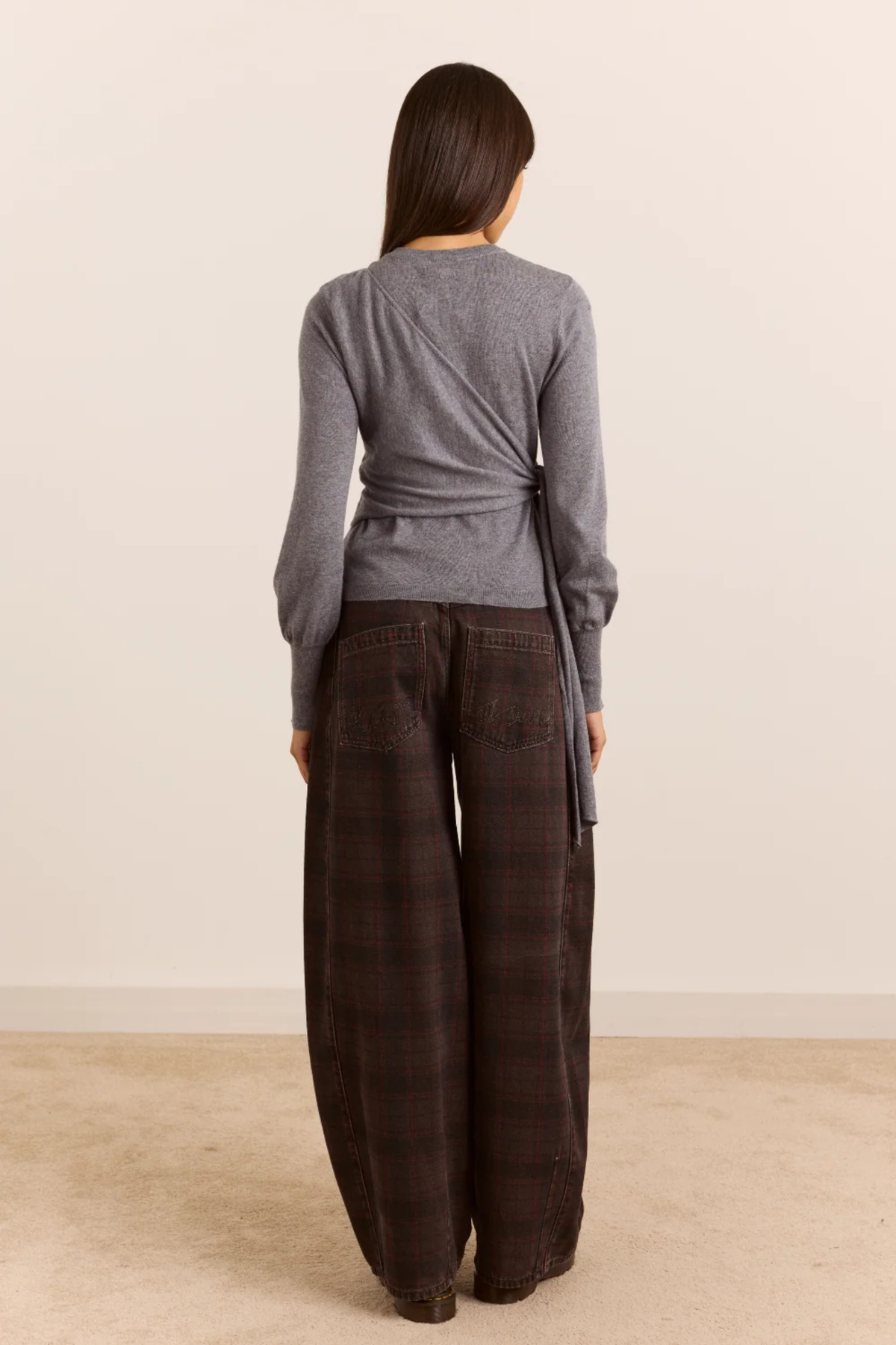 CARDIGAN VENNA WRAP EN MÉLANGE DE LAINE MÉRINOS - GRIS