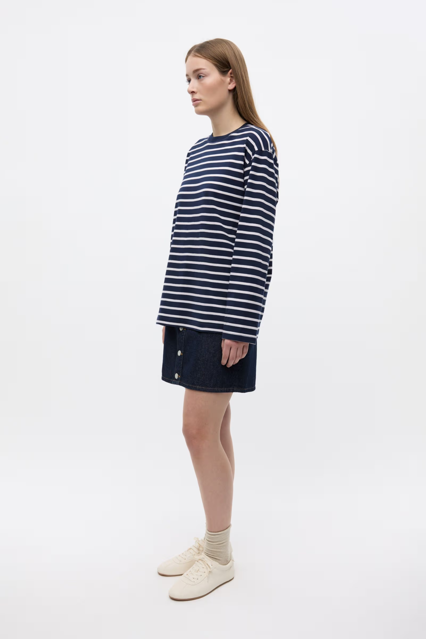 KULLA LS STRIPE T-SHIRT - NAVY FOG STRIPE