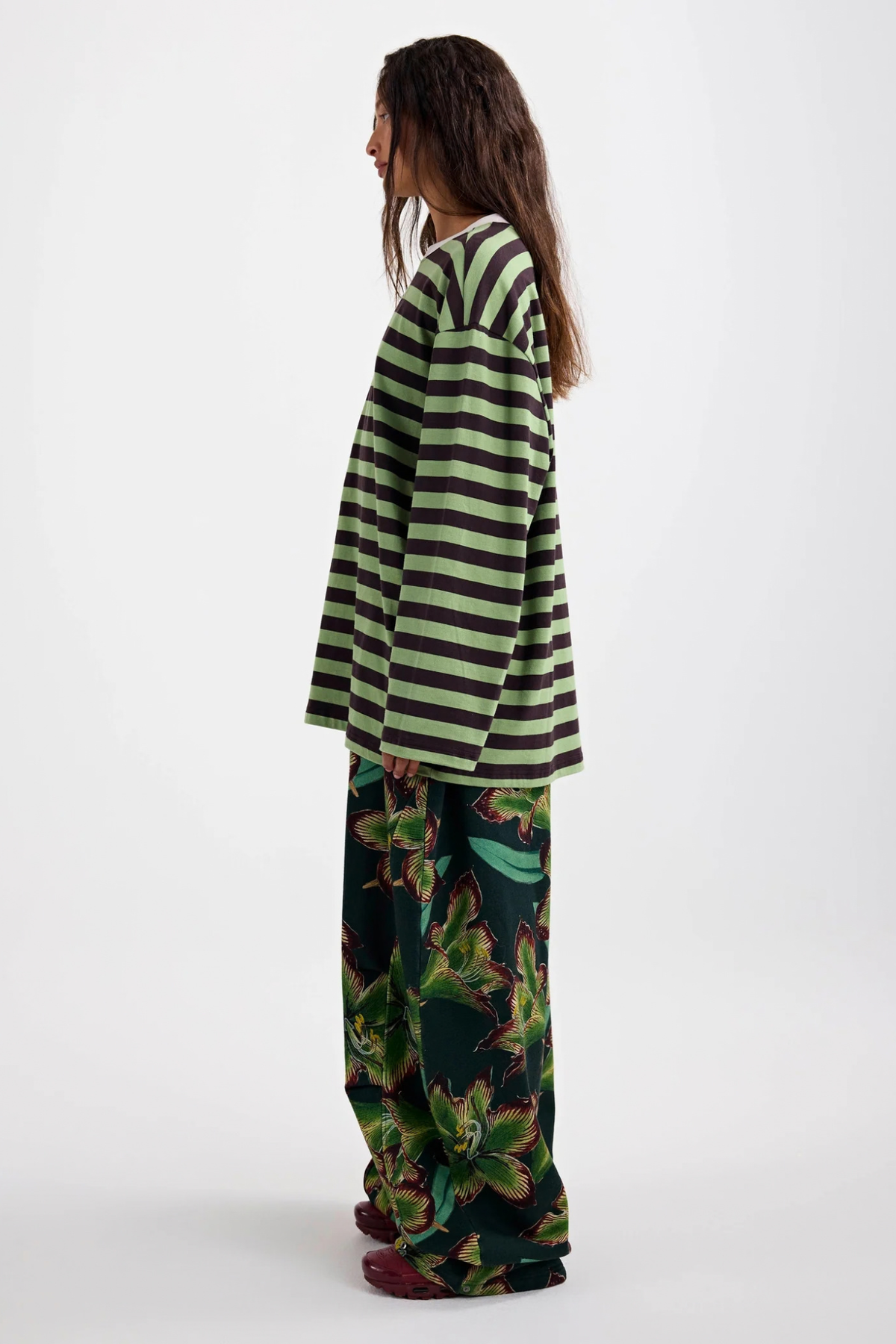 DONNA WIDE SKATE LONGSLEEVE T-SHIRT - GREEN