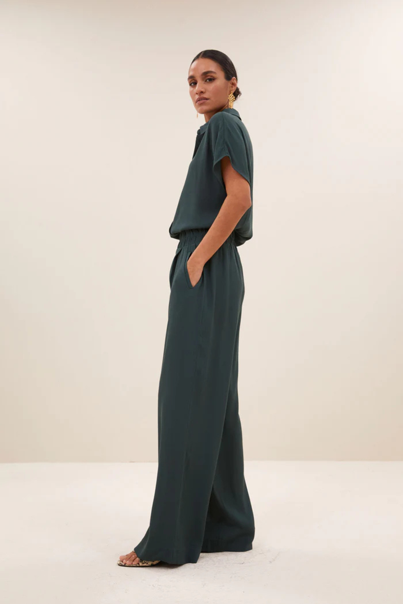 BENJI VISCOSE PANTS - DRIED BASIL