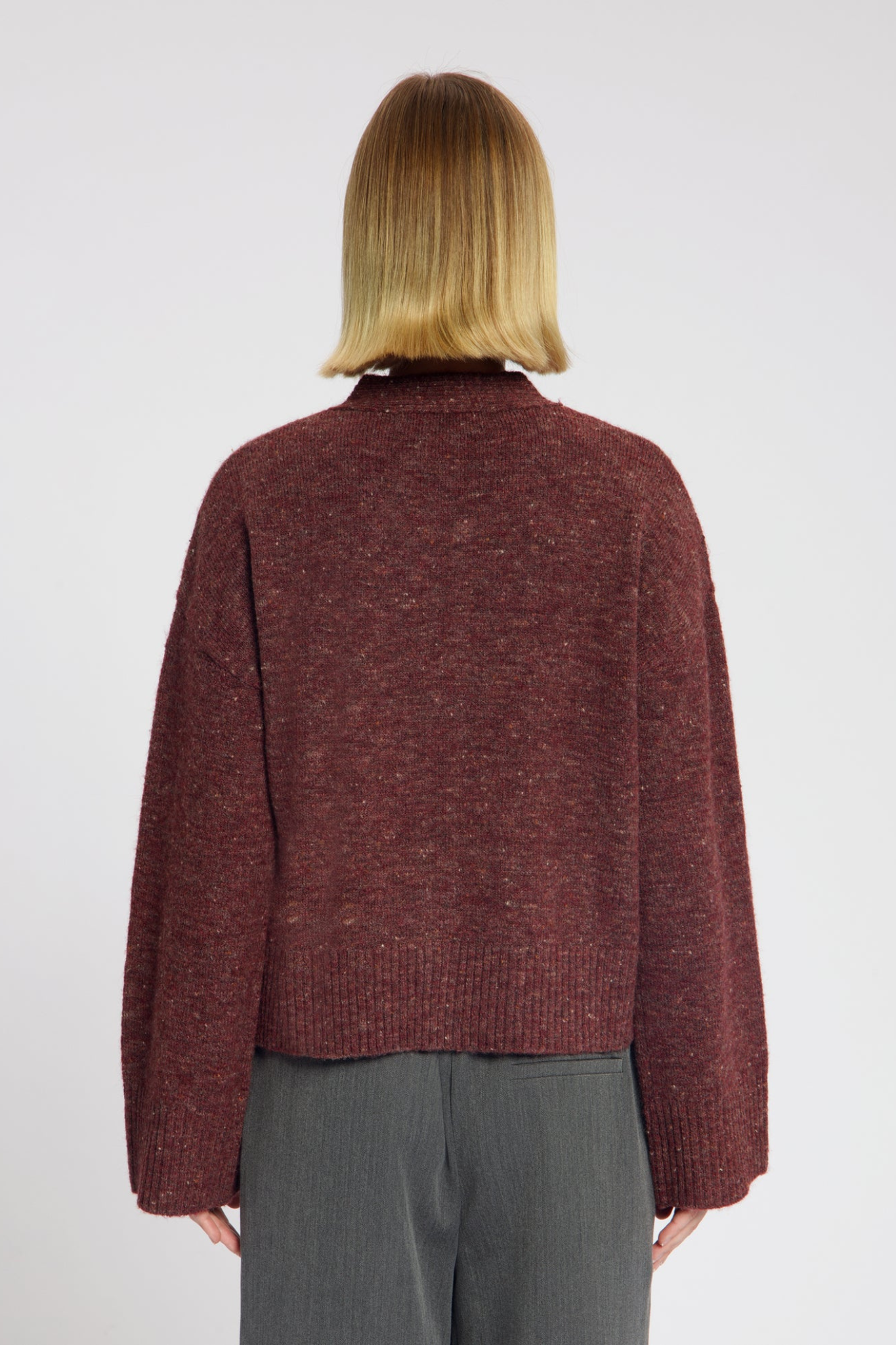 SIRI TIE CARDIGAN - BORDAUX