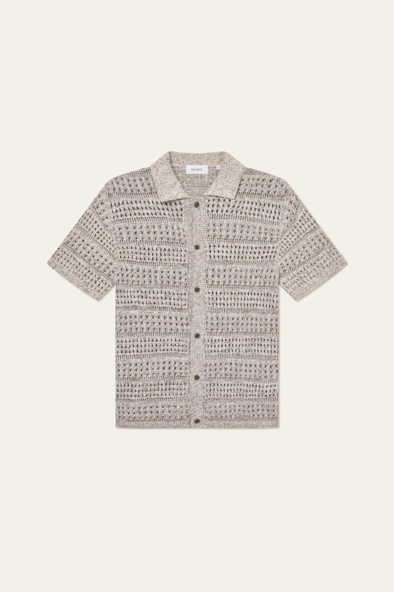 ELVIN STRUCTURE KNITTED SS SHIRT - LIGHT SAND