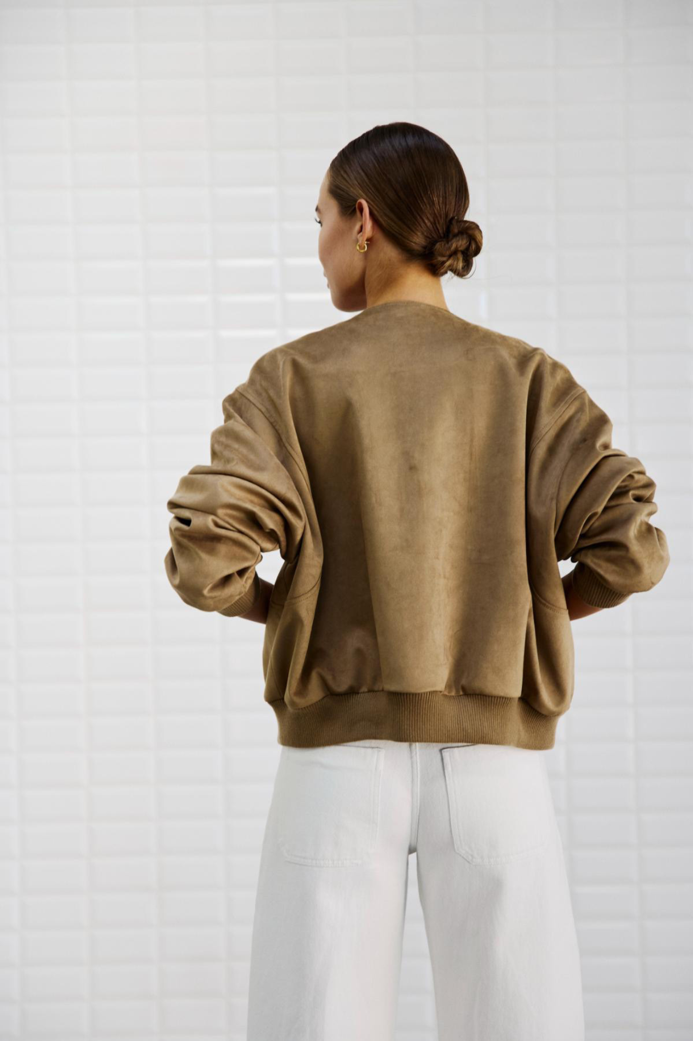 FREYA VEGAN SUEDE BOMBER JACKET - MID FALCON