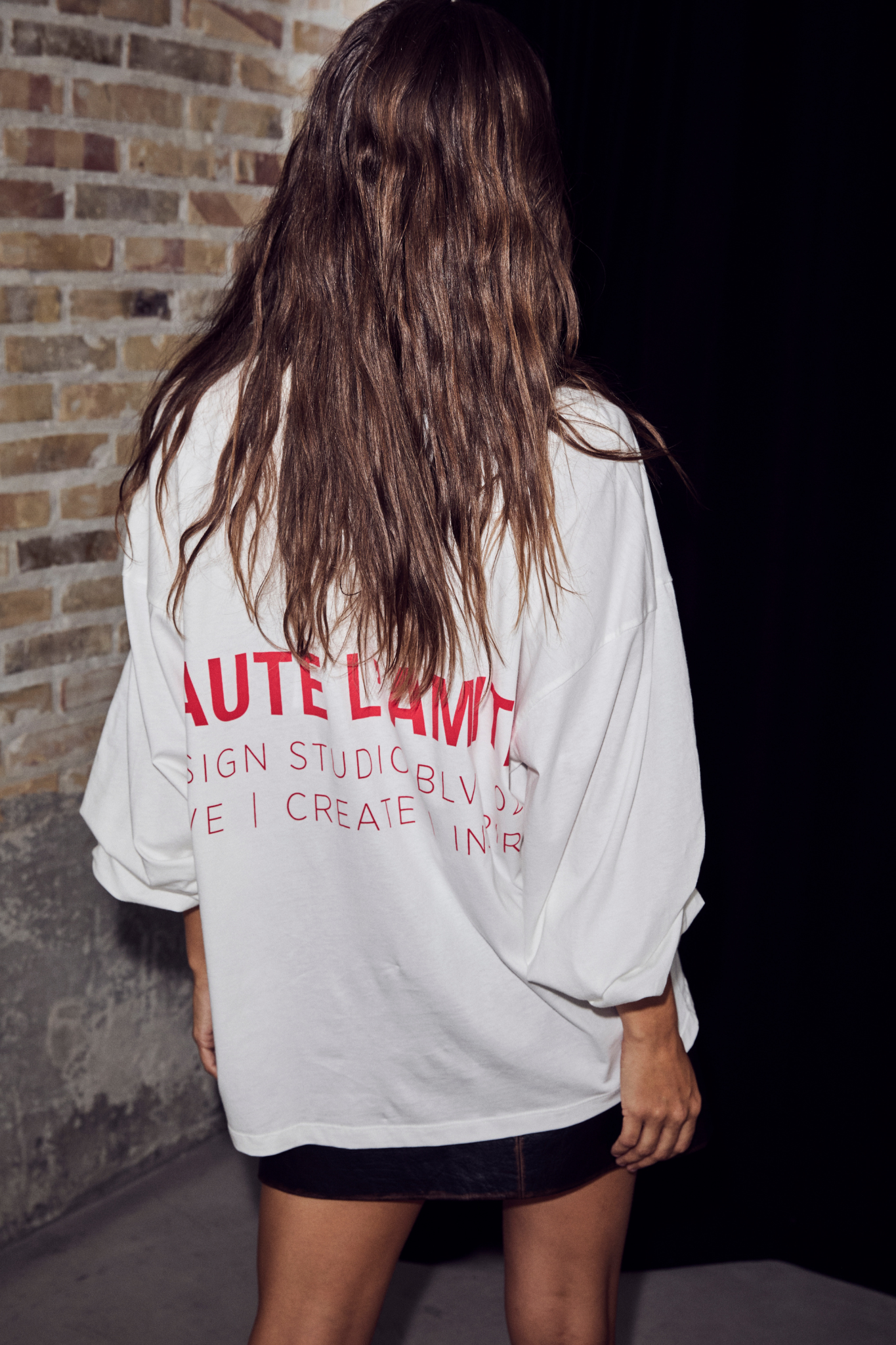 STUDIO LS PRINT TEE - CREME