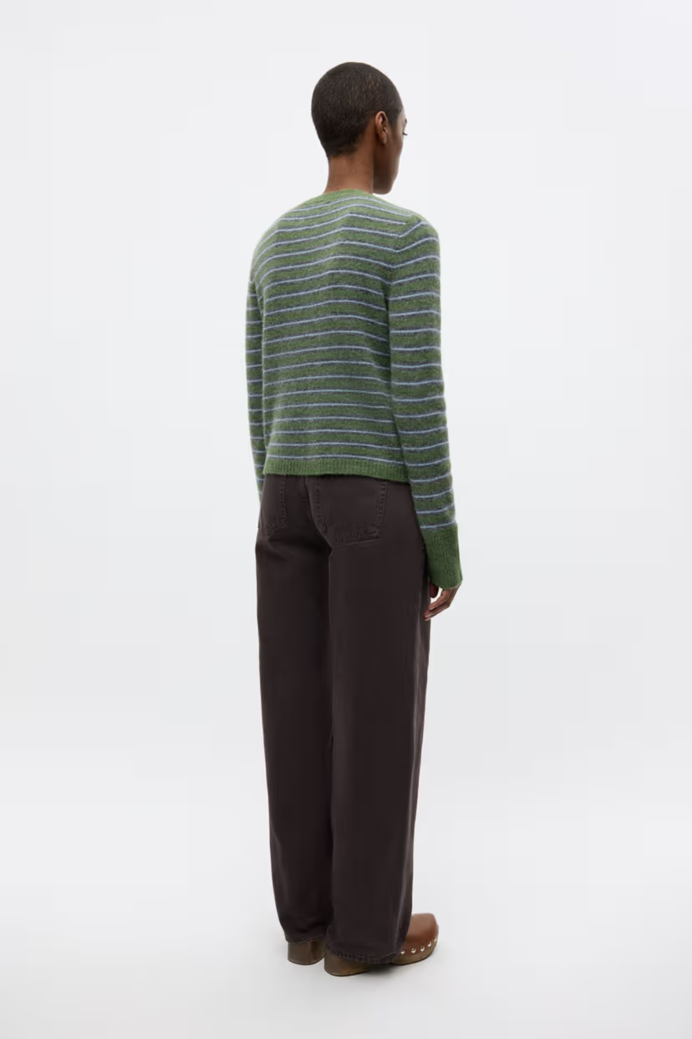ADA LS CARDIGAN - CHIVE STRIPE