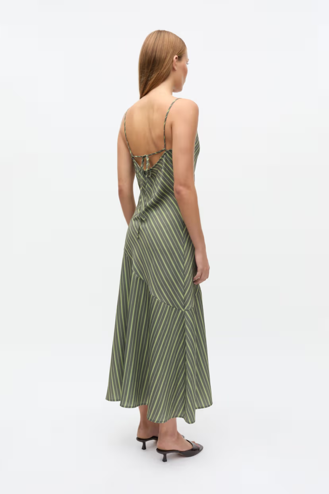 FRIDS SL DRESS - GREEN OLIVE STRIPE