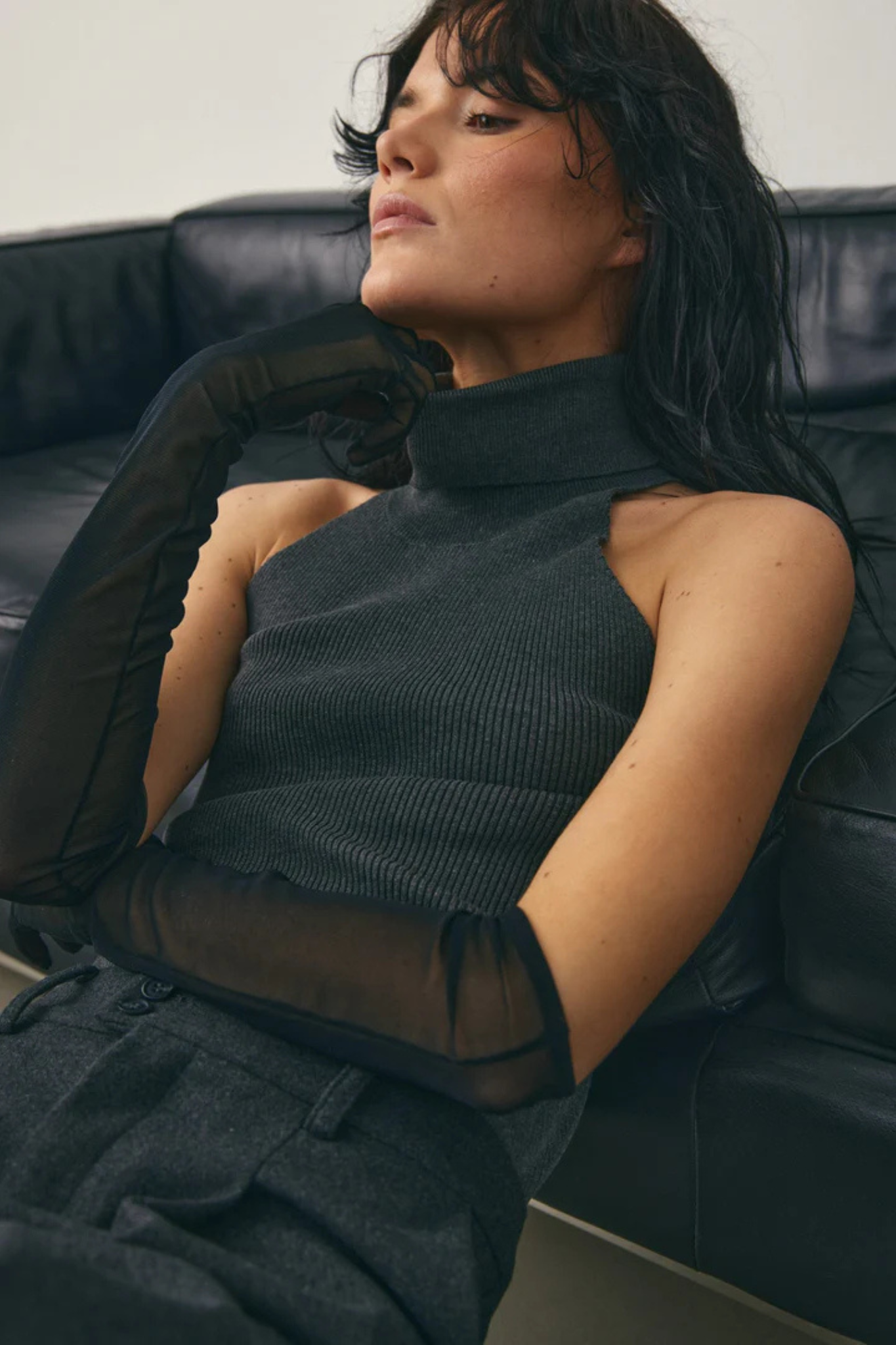 LAJOIA KNIT TOP - MEDIUM GREY MEL