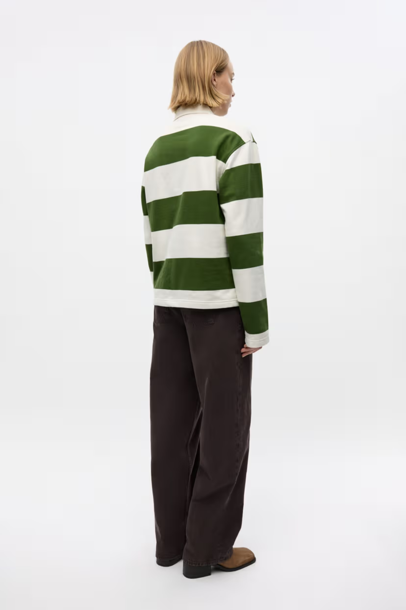 TOUR LS POLO - CHIVE GARDENIA STRIPE