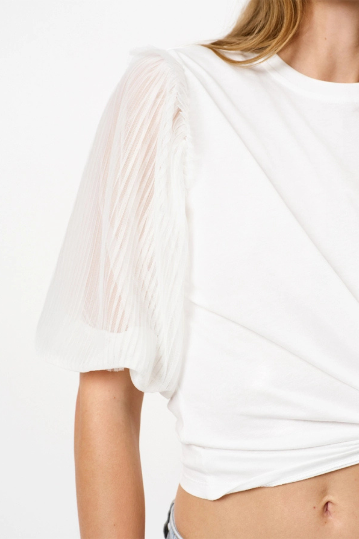ANNISSA PUFFY TULLE T-SHIRT - MILK WHITE