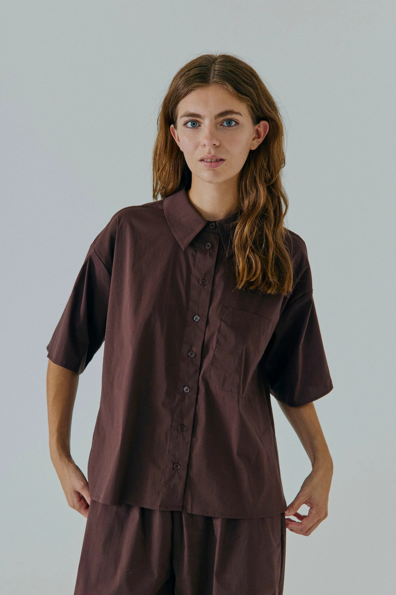 OTILIA STRING SHIRT - DARK BROWN