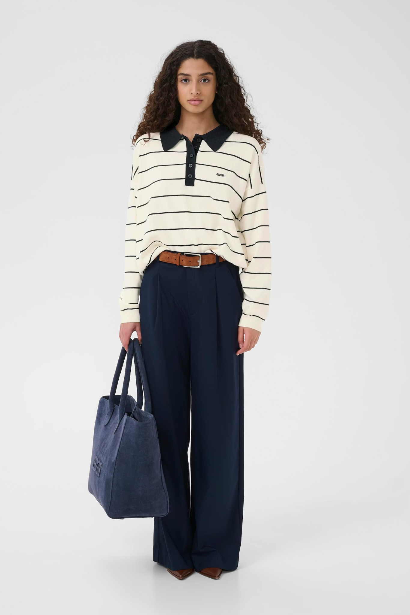 TAIGE POLOSHRIT PULLOVER - EGRET / SKYCAPTAIN STRIPED