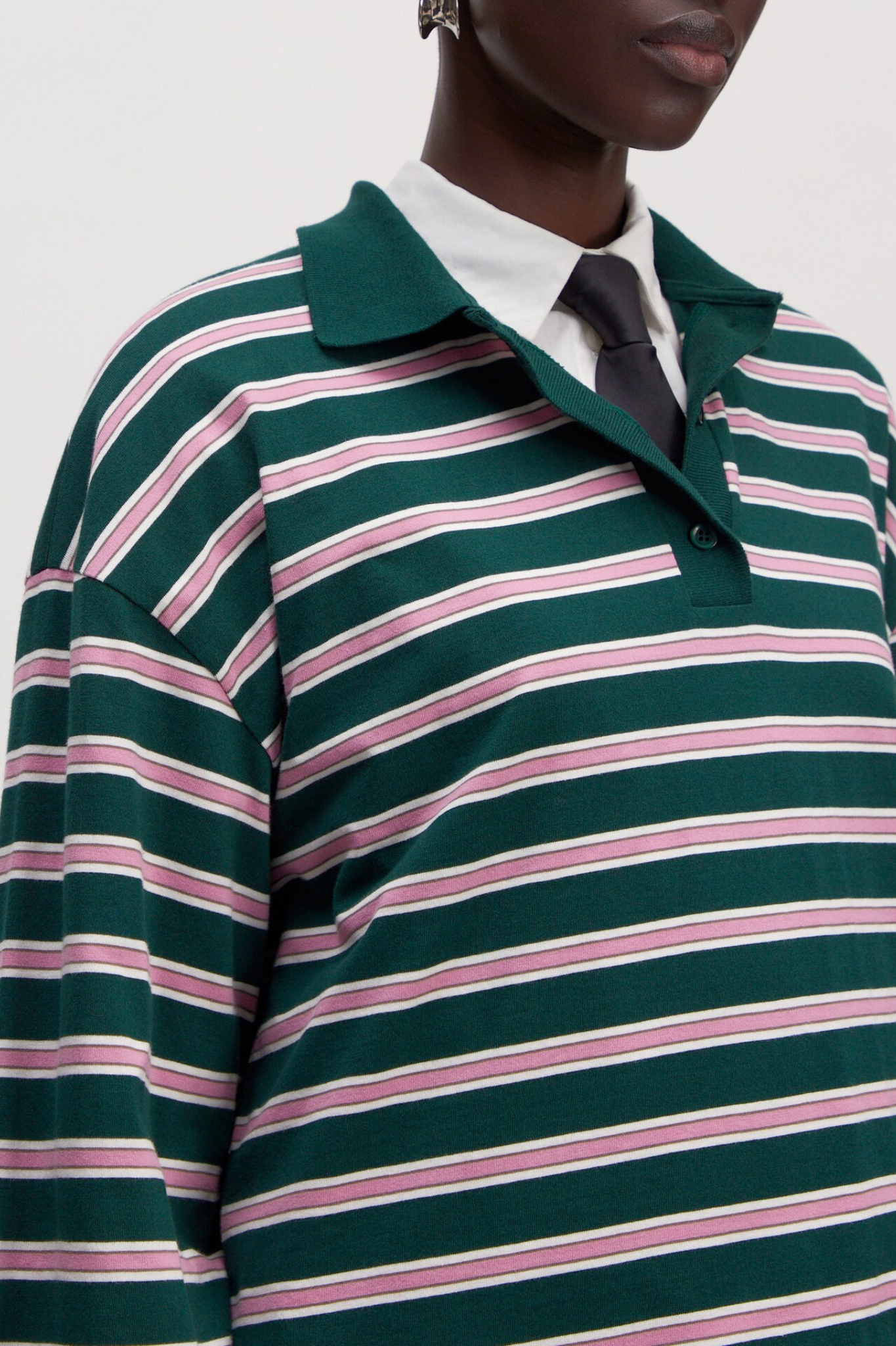 CINDY LONGSLEEVE SHIRT - STRIPES PINE GROOVE/MAUVE ORCHID/MOREL