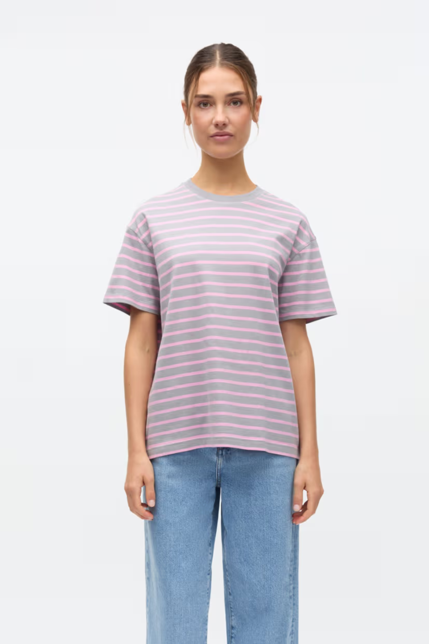 KULLA SS STRIPE T- SHIRT - BONBON GRAY STRIPE