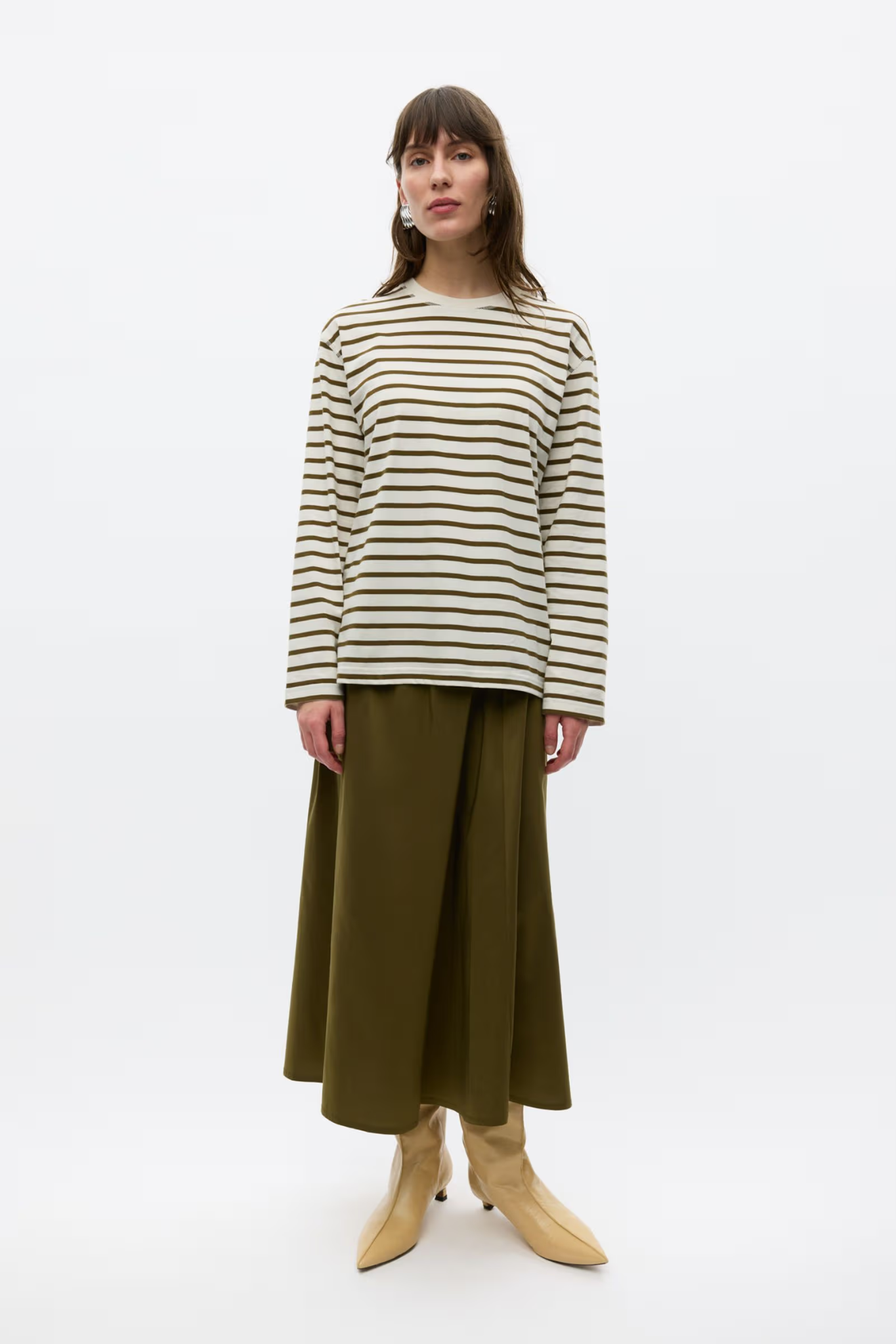KULLA LS STRIPE T-SHIRT - OLIVE BIRCH STRIPE