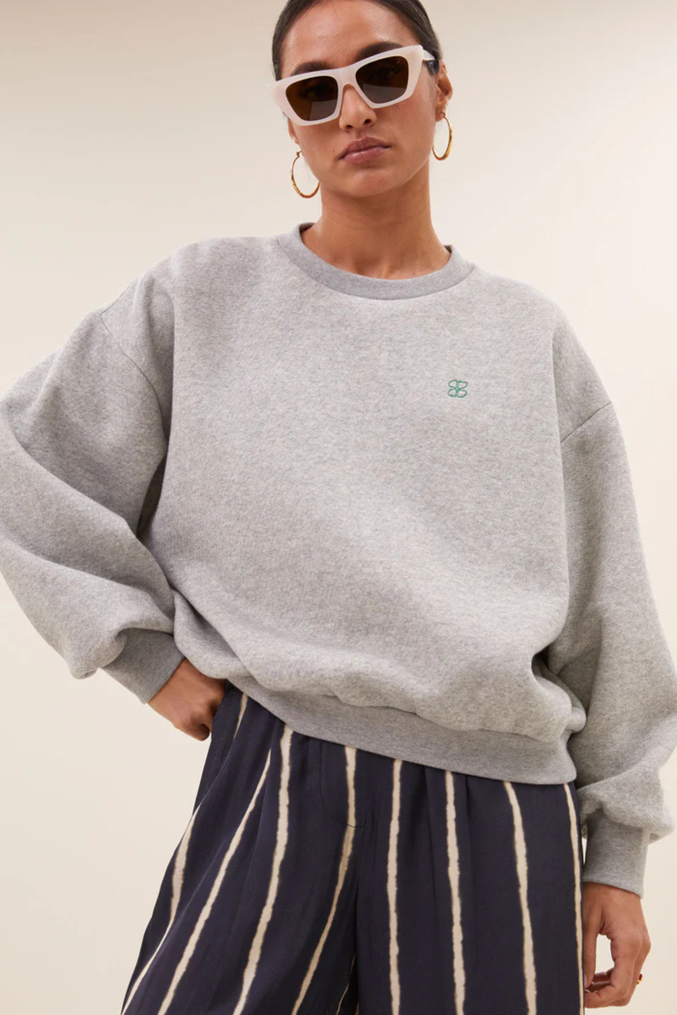 BIBI LUCKY CURVE SWEATER - GREY MELEE