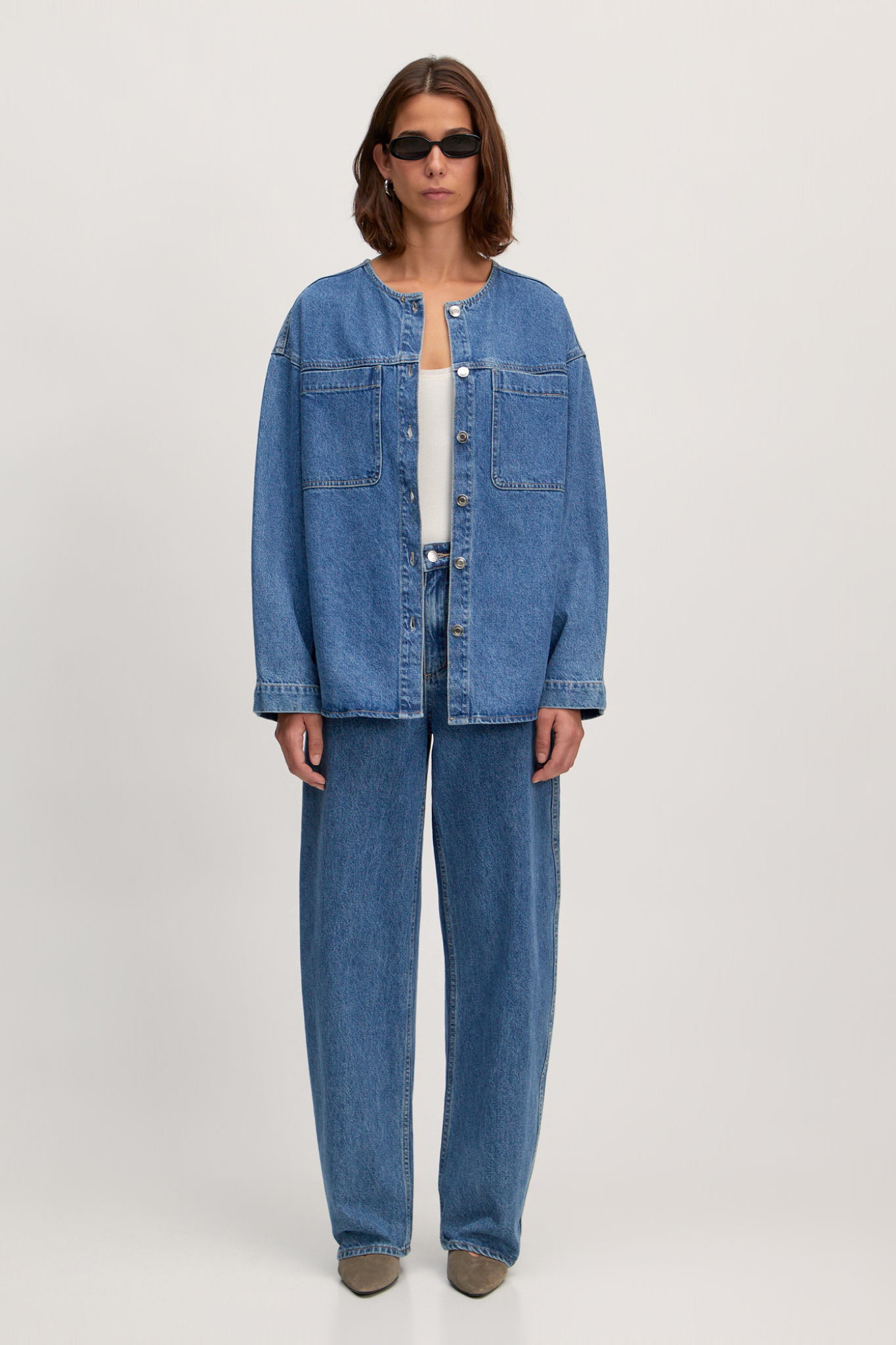 THEODORA DENIM PANTS - MID BLUE