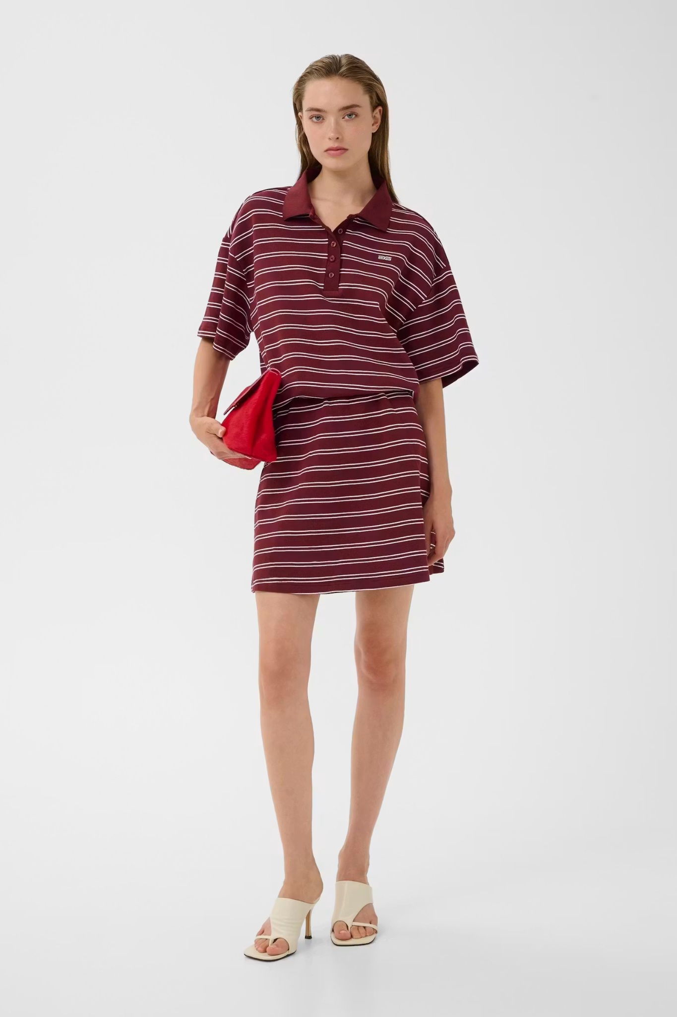PILOVA POLO SHIRT - CABERNET STRIPED