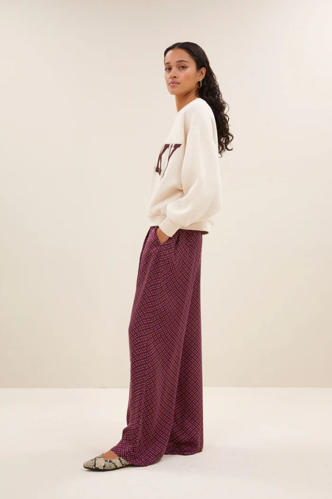 BIBI PATCHWORK SWEATER - OYSTER MELEE