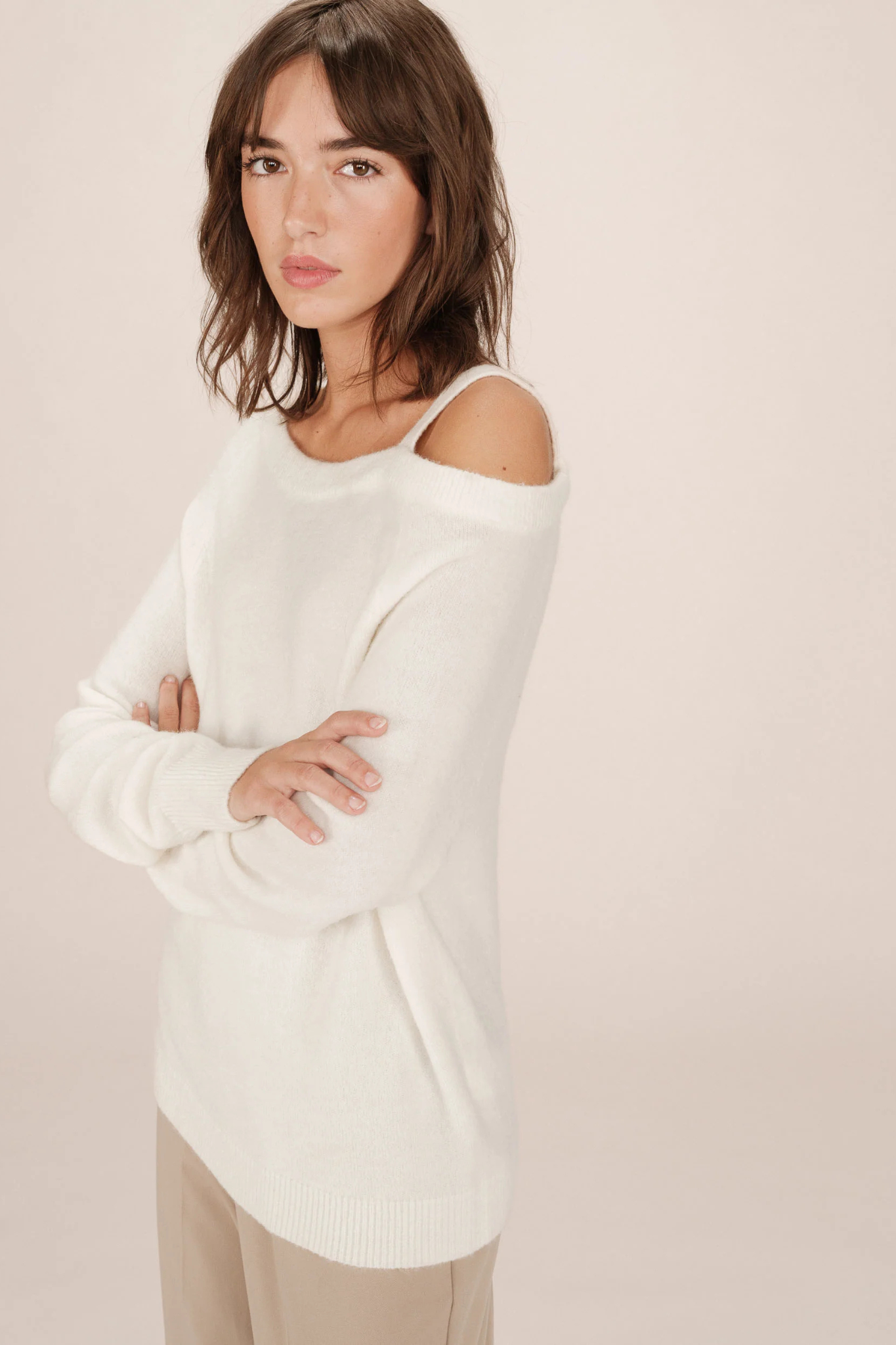 SAMANTHA OFF SHOULDER SWEATER - IVOIRE