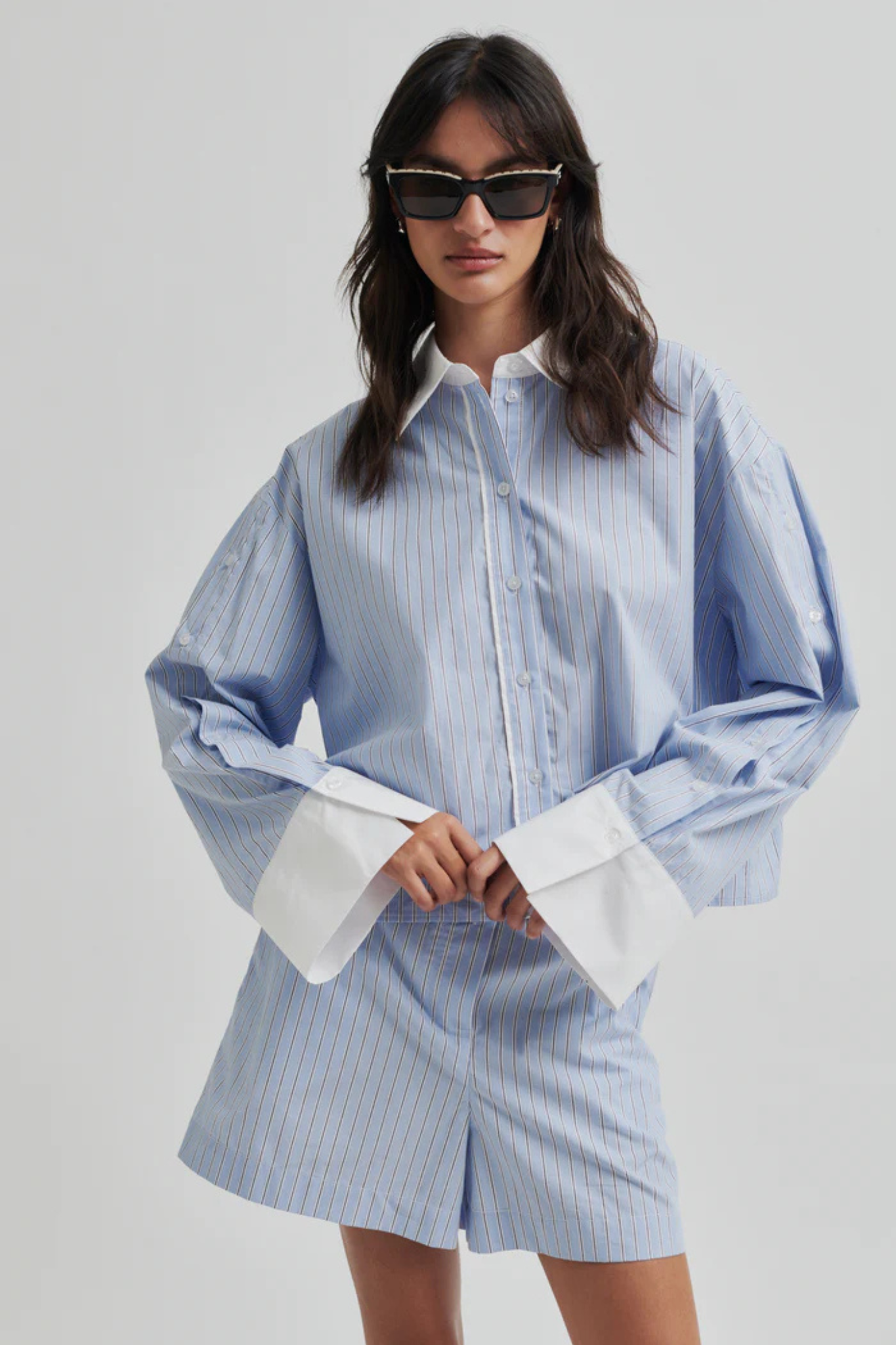 ALANIS COMBI SHIRT - LIGHT BLUE STRIPE