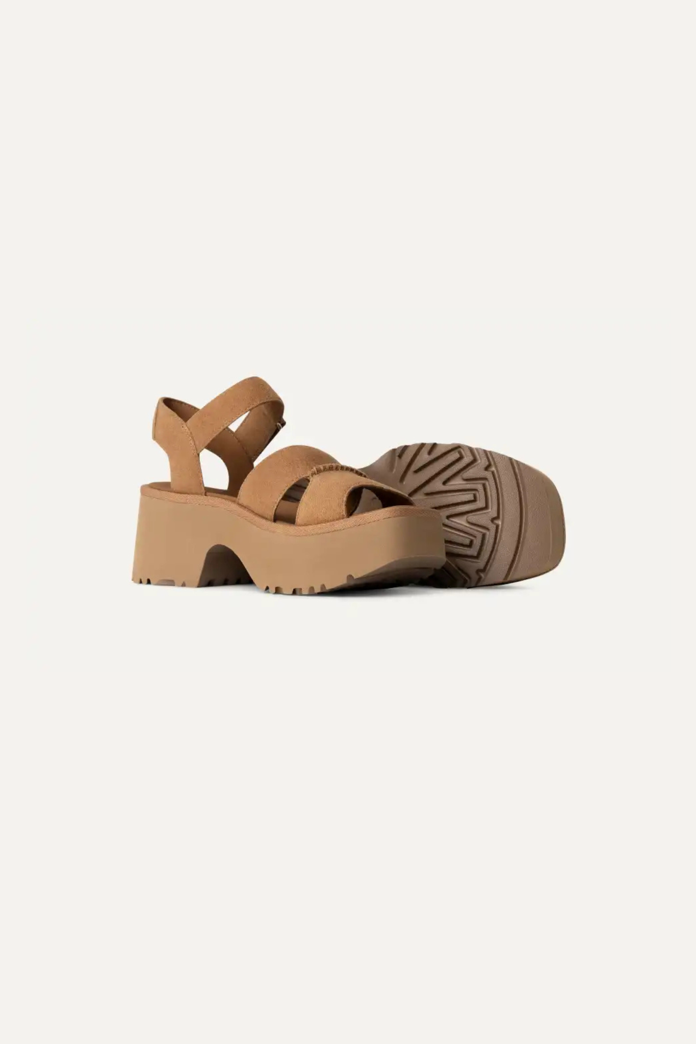 UGG women new heights ankle strap in chestnut. Side view