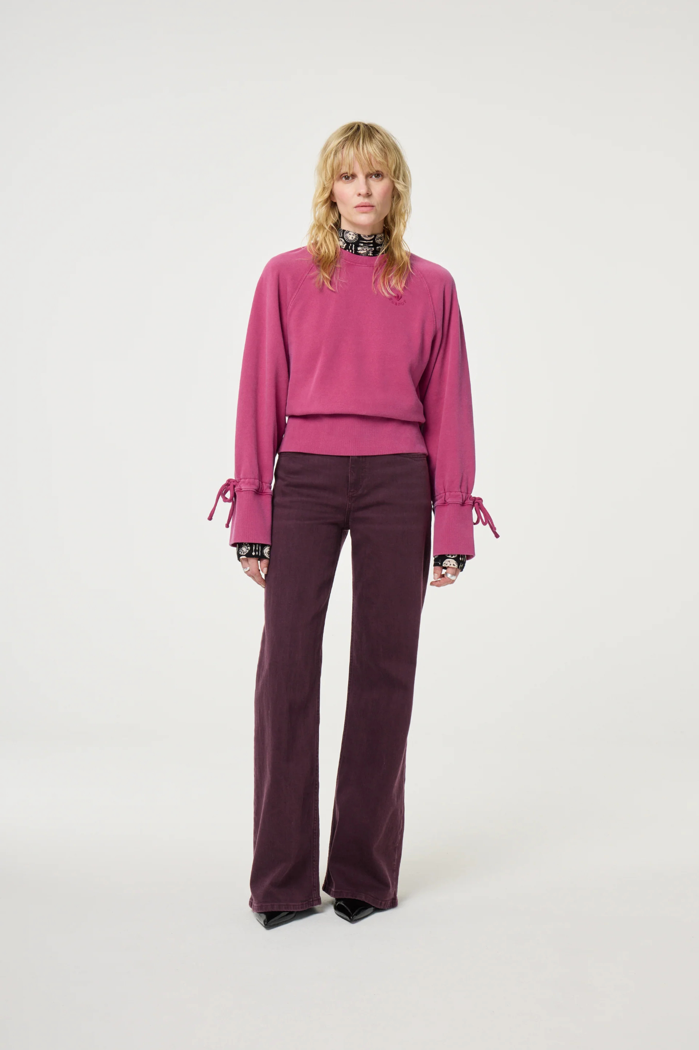 THEA WIDE LEG JEANS - DEEP BURGUNDY