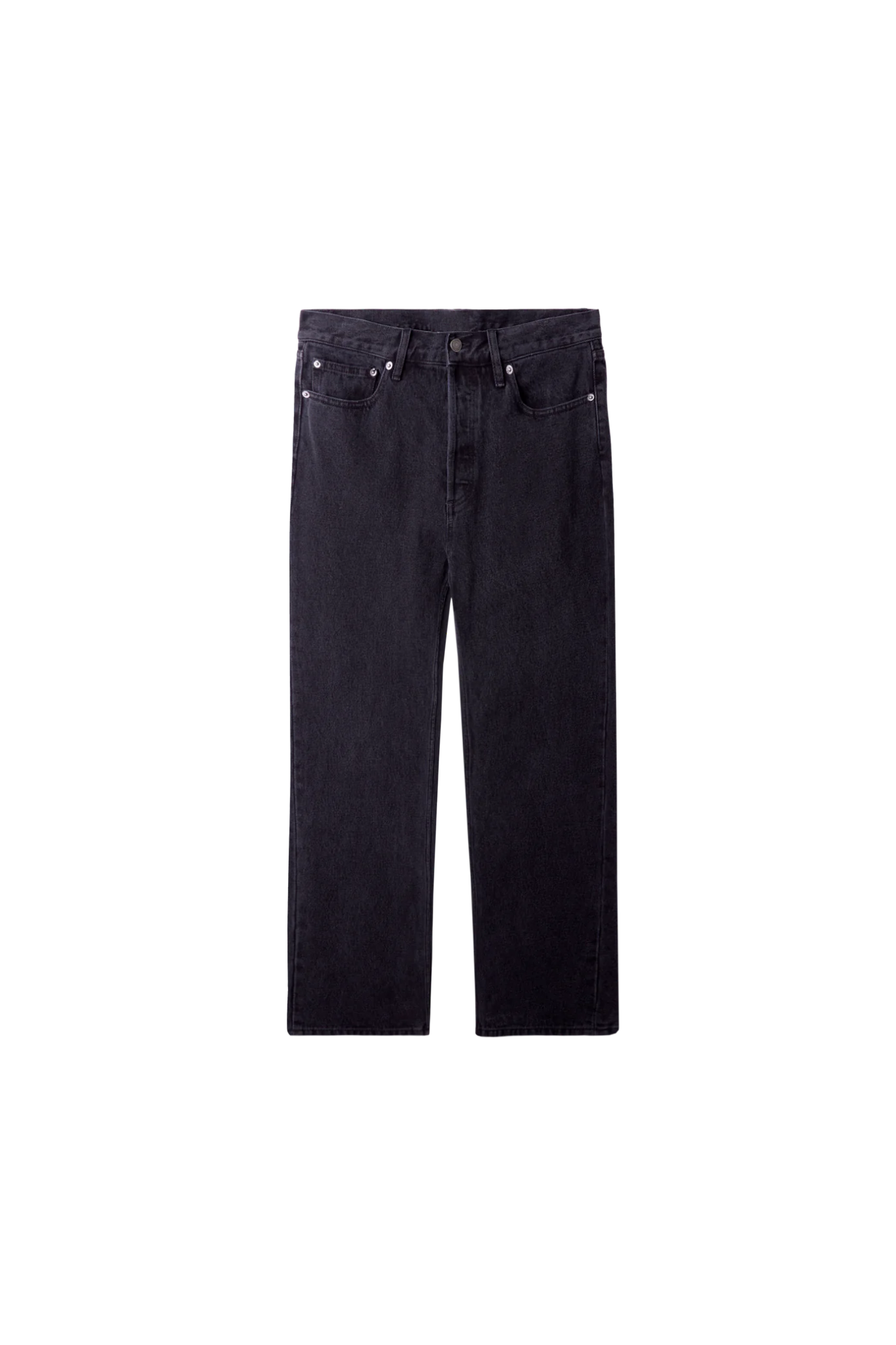 OBEY hardwork denim jeans in faded black. Front flatlay view