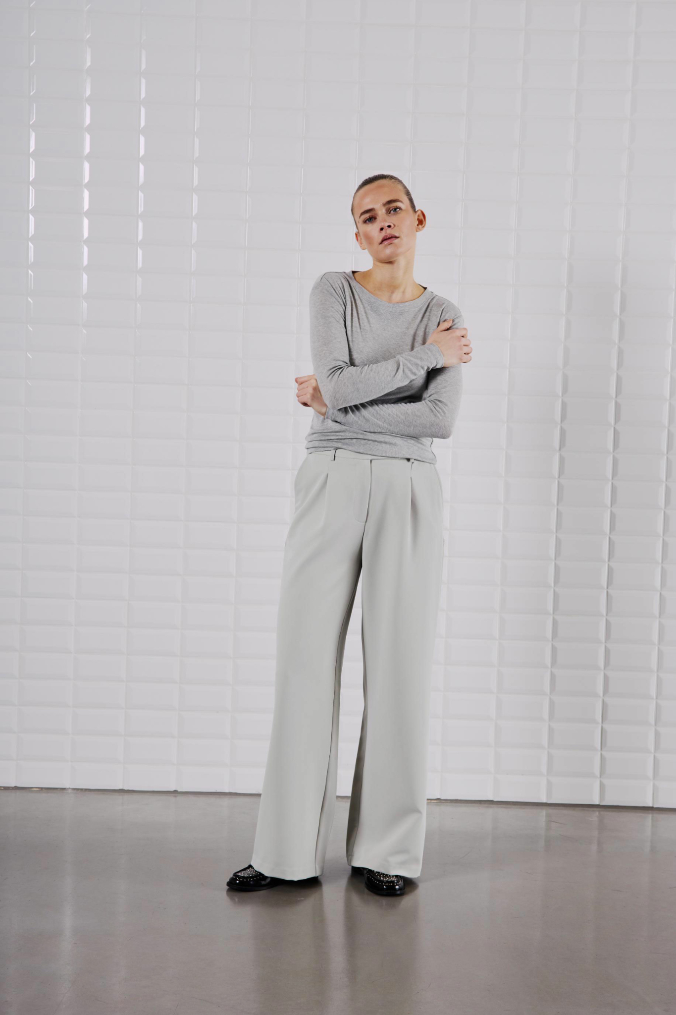 JOSEFINE LS T-SHIRT - LIGHT GREY MELANGE
