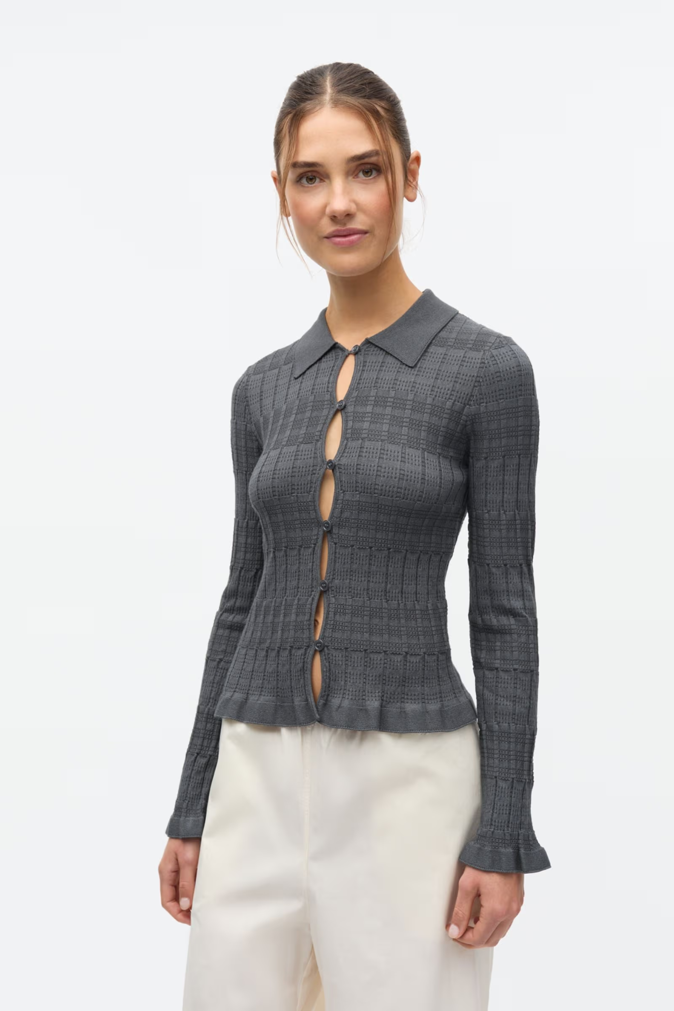 YELIA LS CARDIGAN - DARK GREY MEL