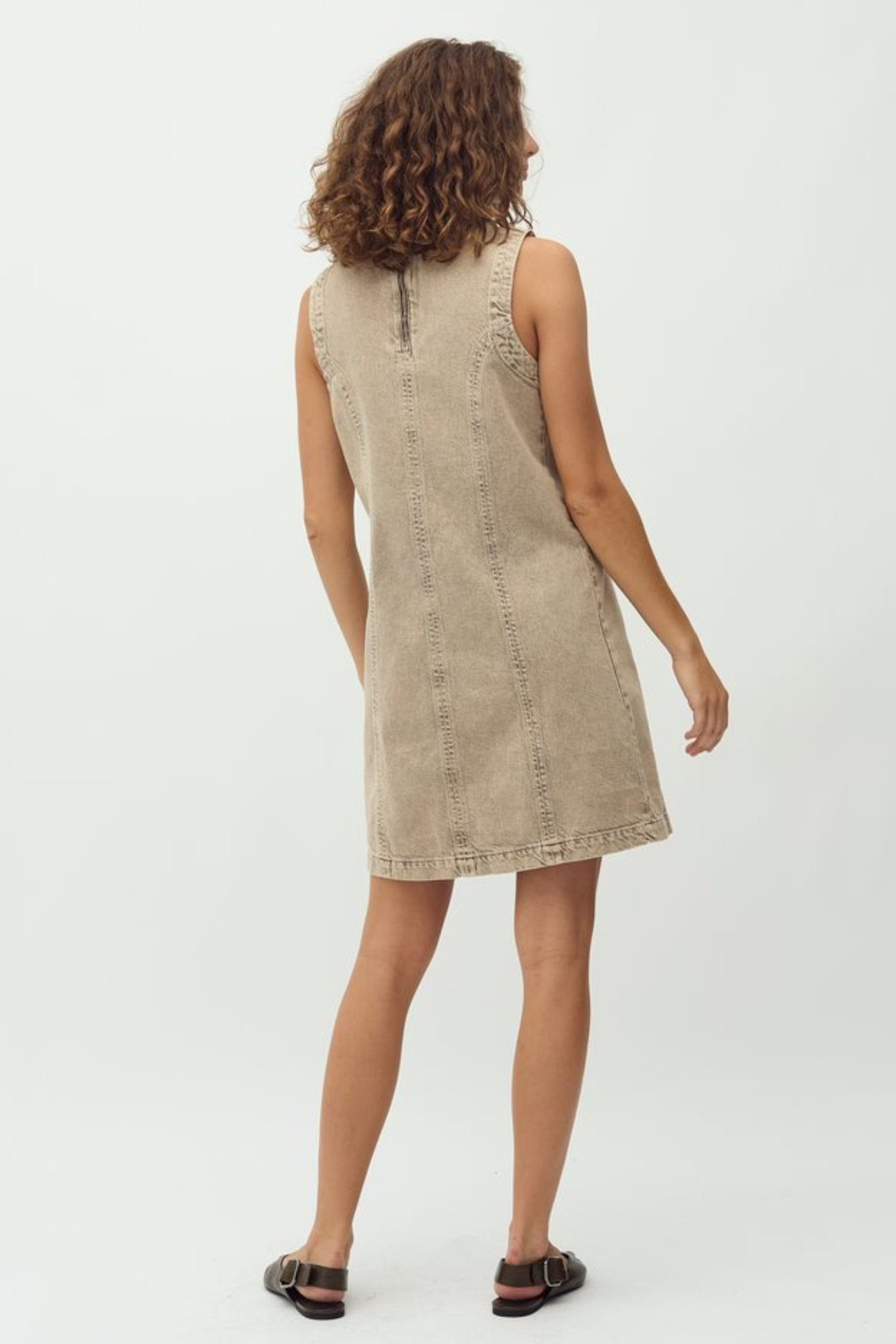 TAMITA MAYAFABS DRESS - BEIGE WASHED DENIM