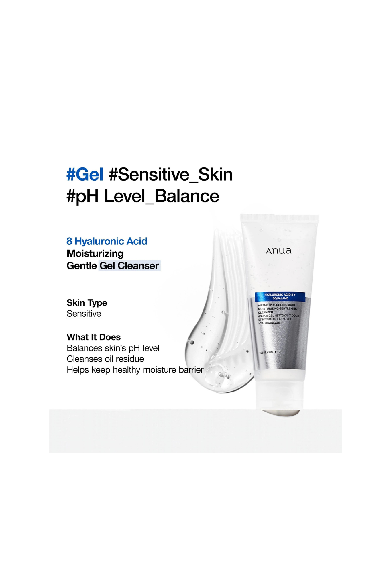 8 HYALURONIC ACID MOISTURIZING GENTLE GEL CLEANSER 150ML