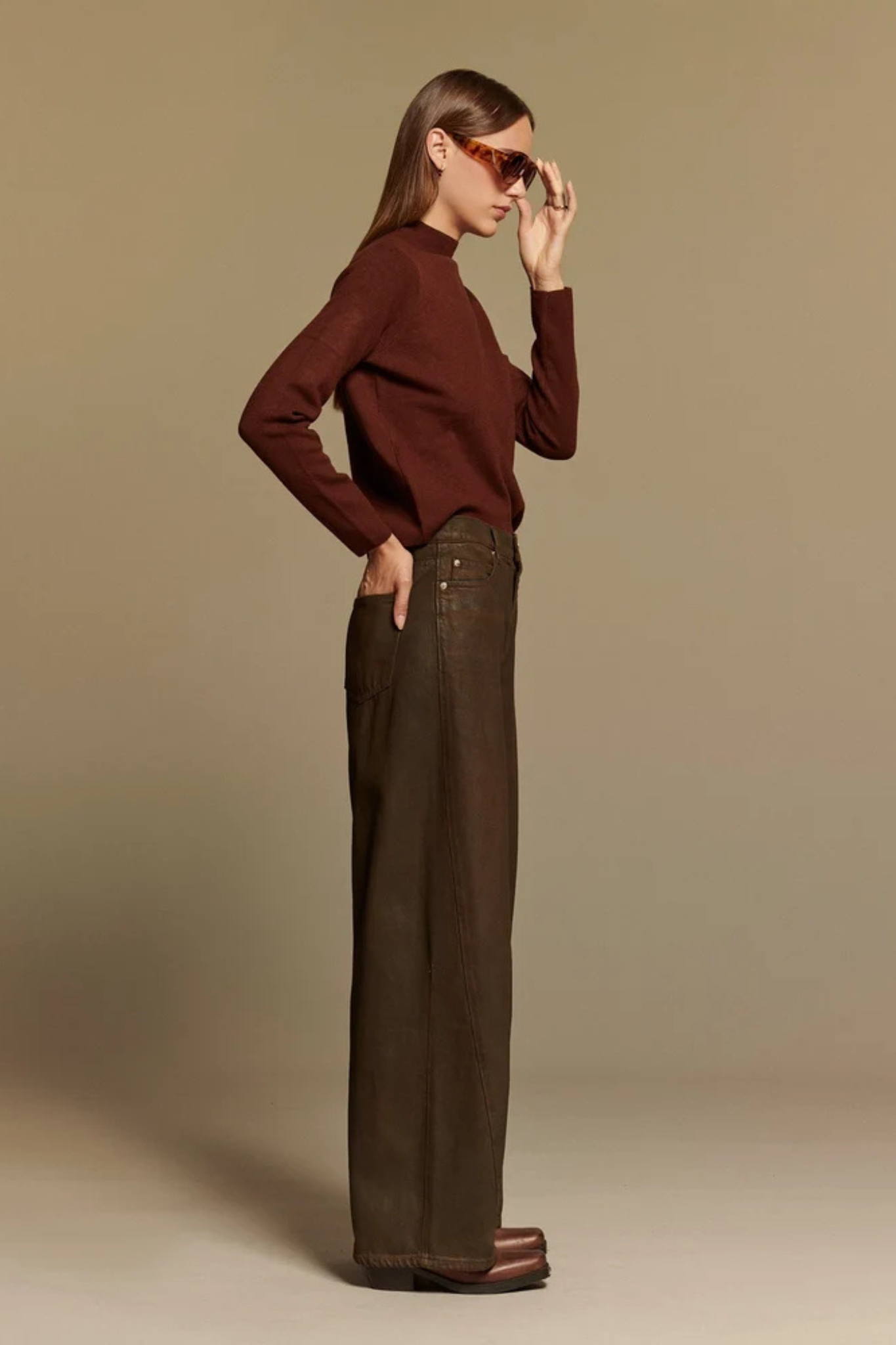 ORSON DENIM GLOSSY JEANS - MOKA